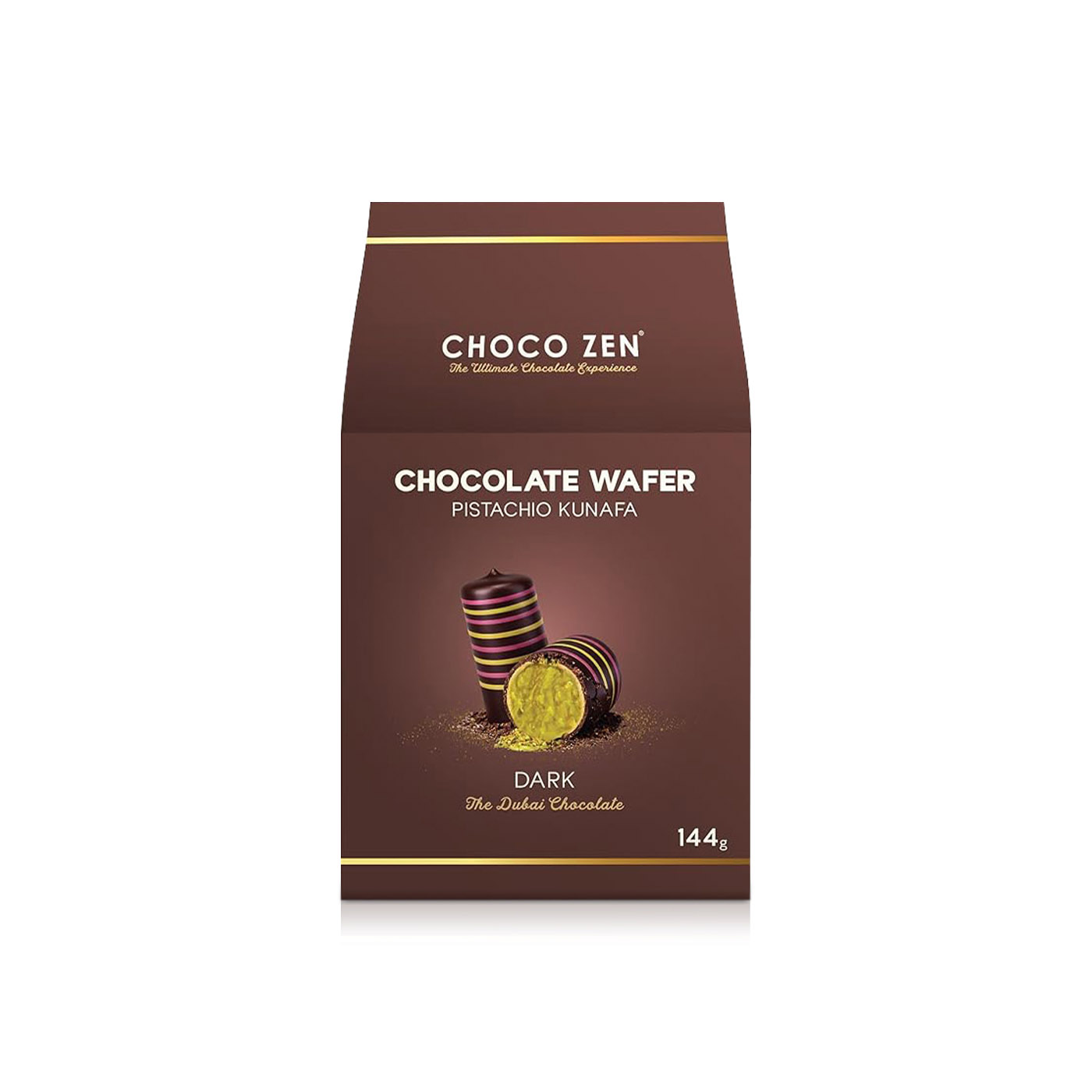 Choco Zen Pistachio Kunafa Dark Chocolate Wafer Rolls 144g