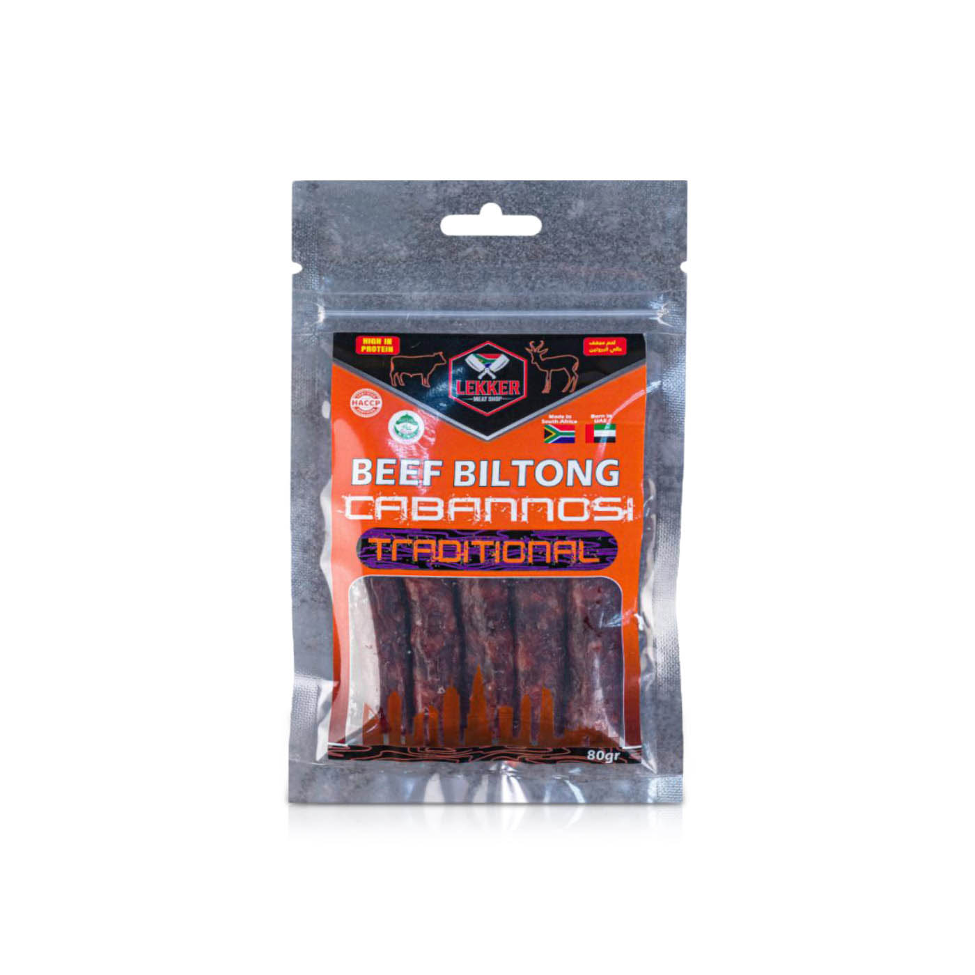Lekker Beef Cabanossi Biltong 80g
