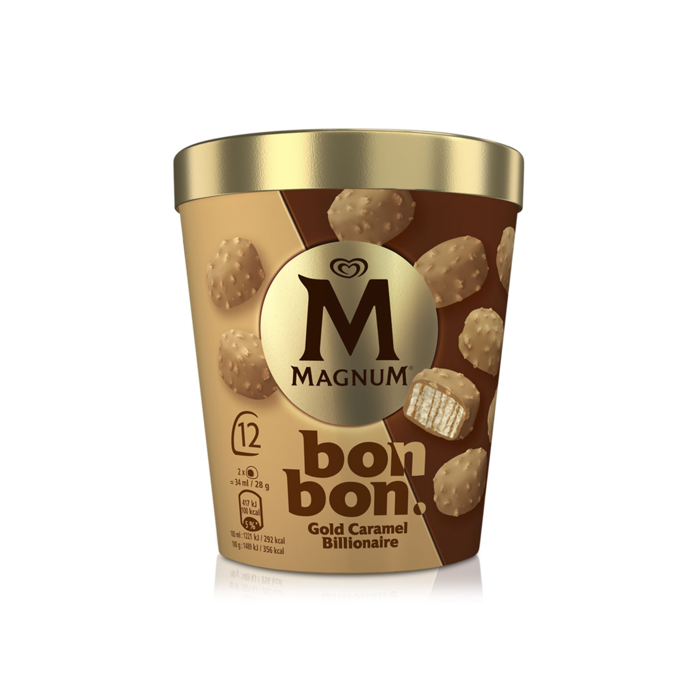 Magnum Icecream Bonbon Gold Caramel Billionaire 204ml