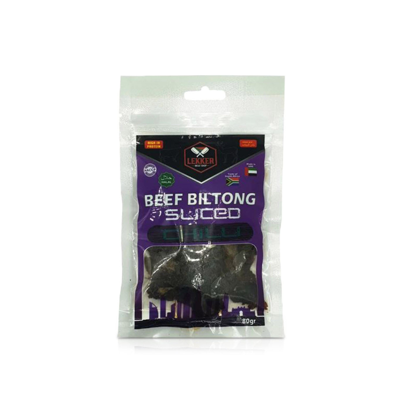 Lekker Beef Biltong Sliced Chilli 80g