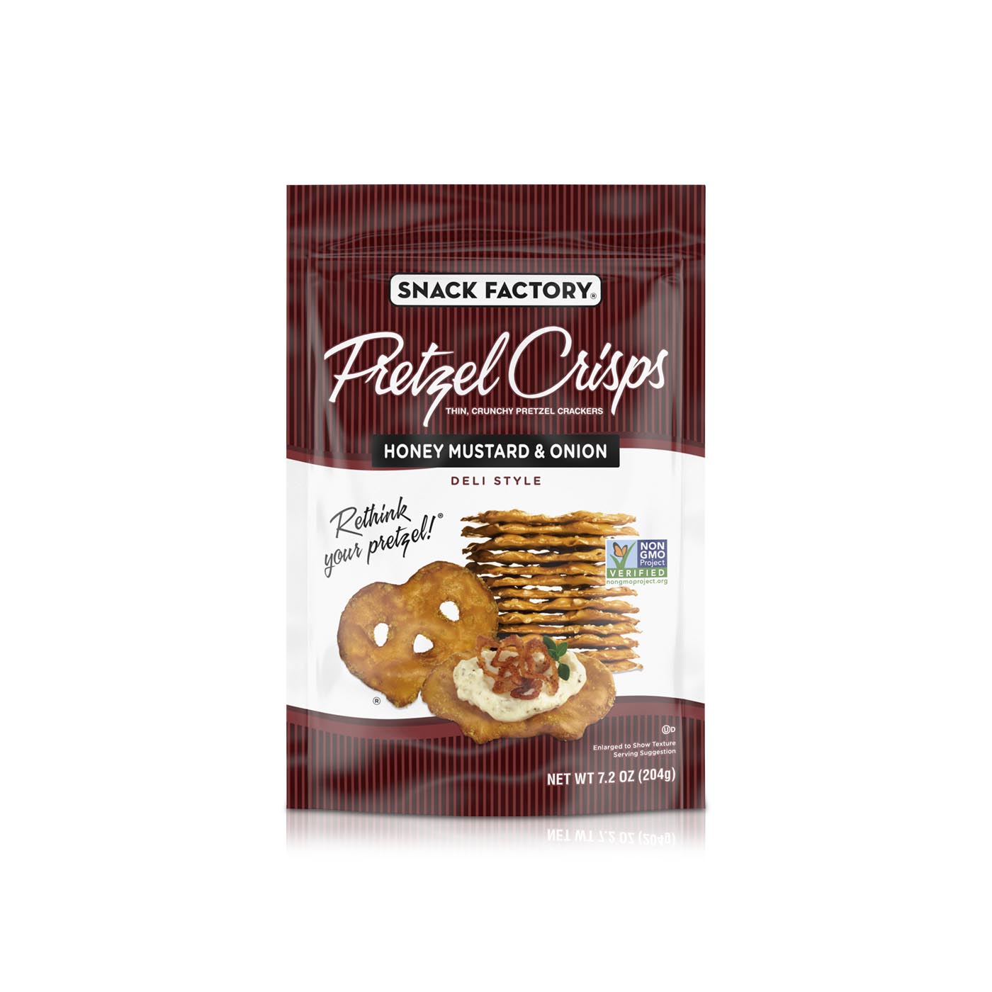 Snack Factory Pretzel Crisps Honey Mustard & Onion Deli Style Pretzel Crackers 204g