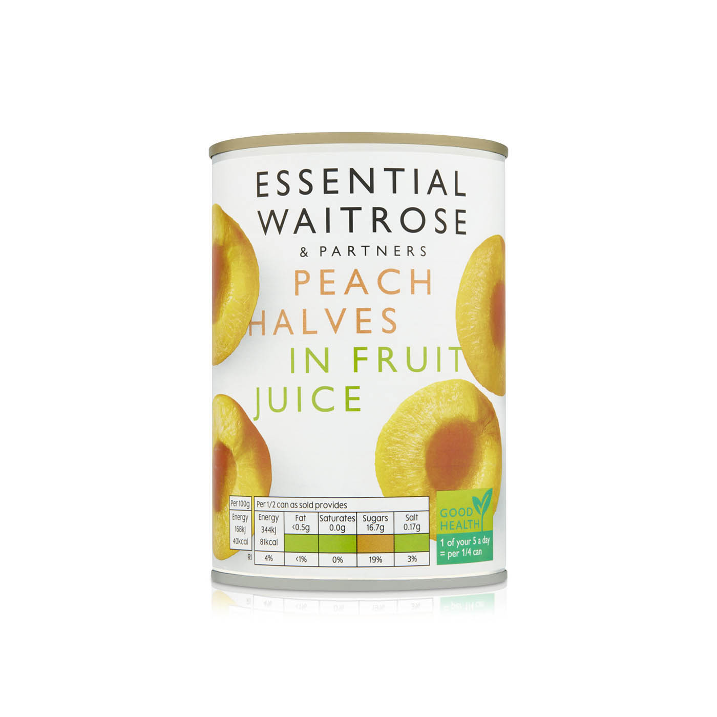 Waitrose Essential Peach Halves in Fruit Juice 410g