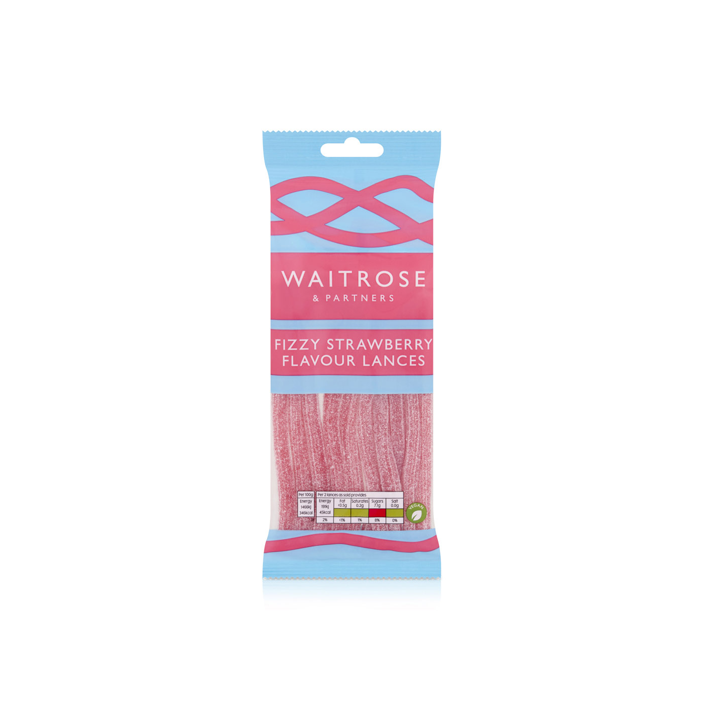 Waitrose Fizzy Strawberry Flavour Lances 65g