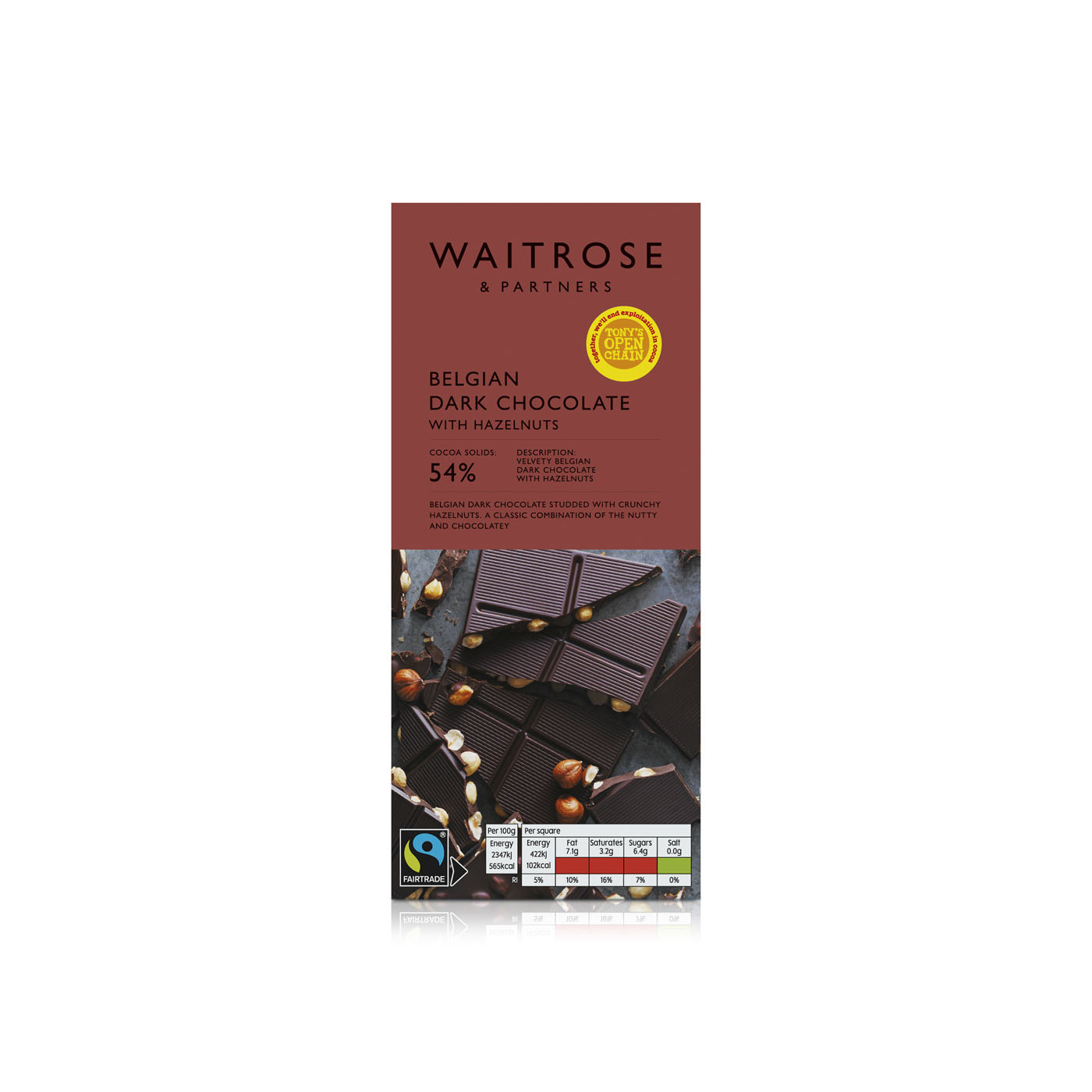 Waitrose Belgian Dark Chocolate with Hazelnuts 180g