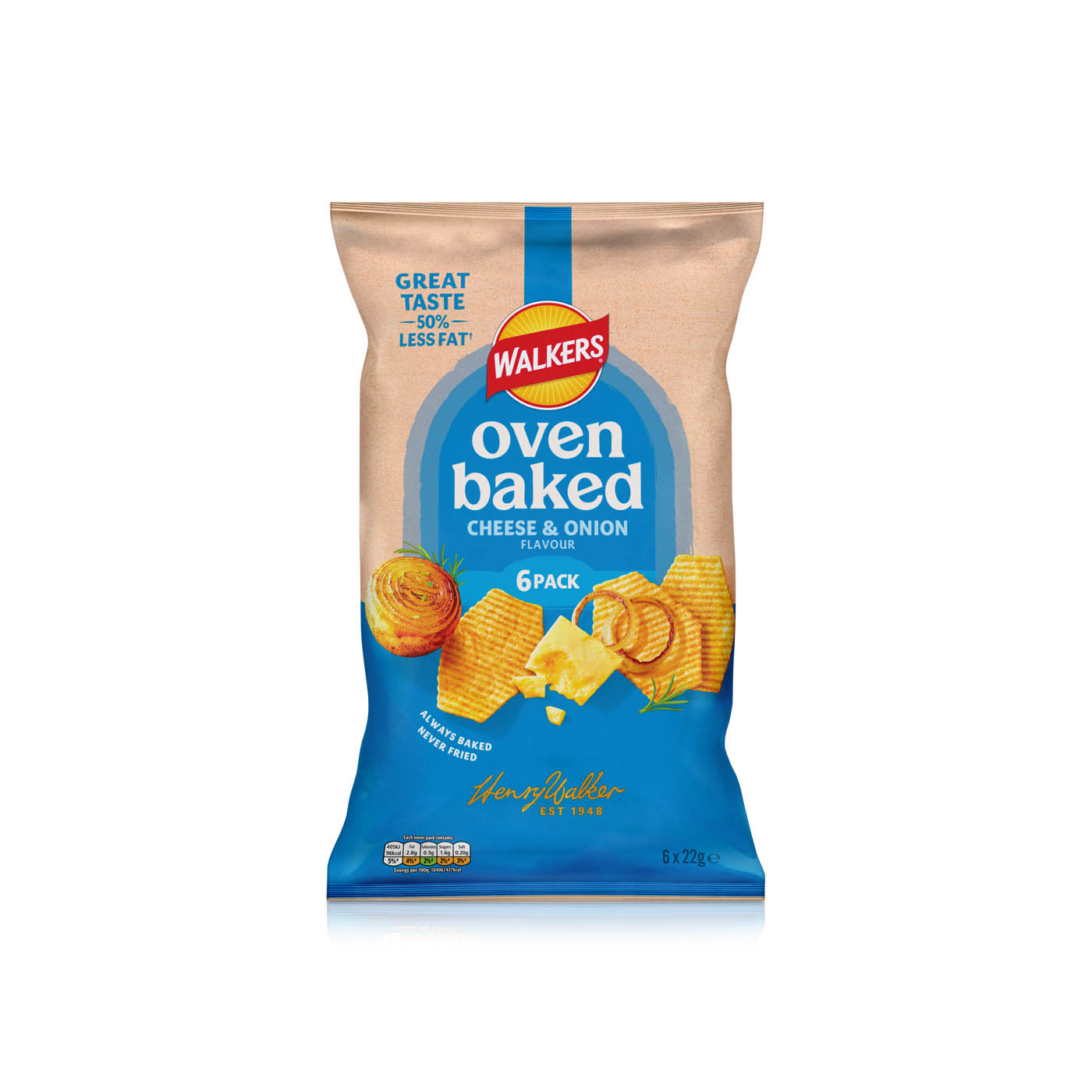 Walkers Baked Cheese & Onion Crisps 132g 6s