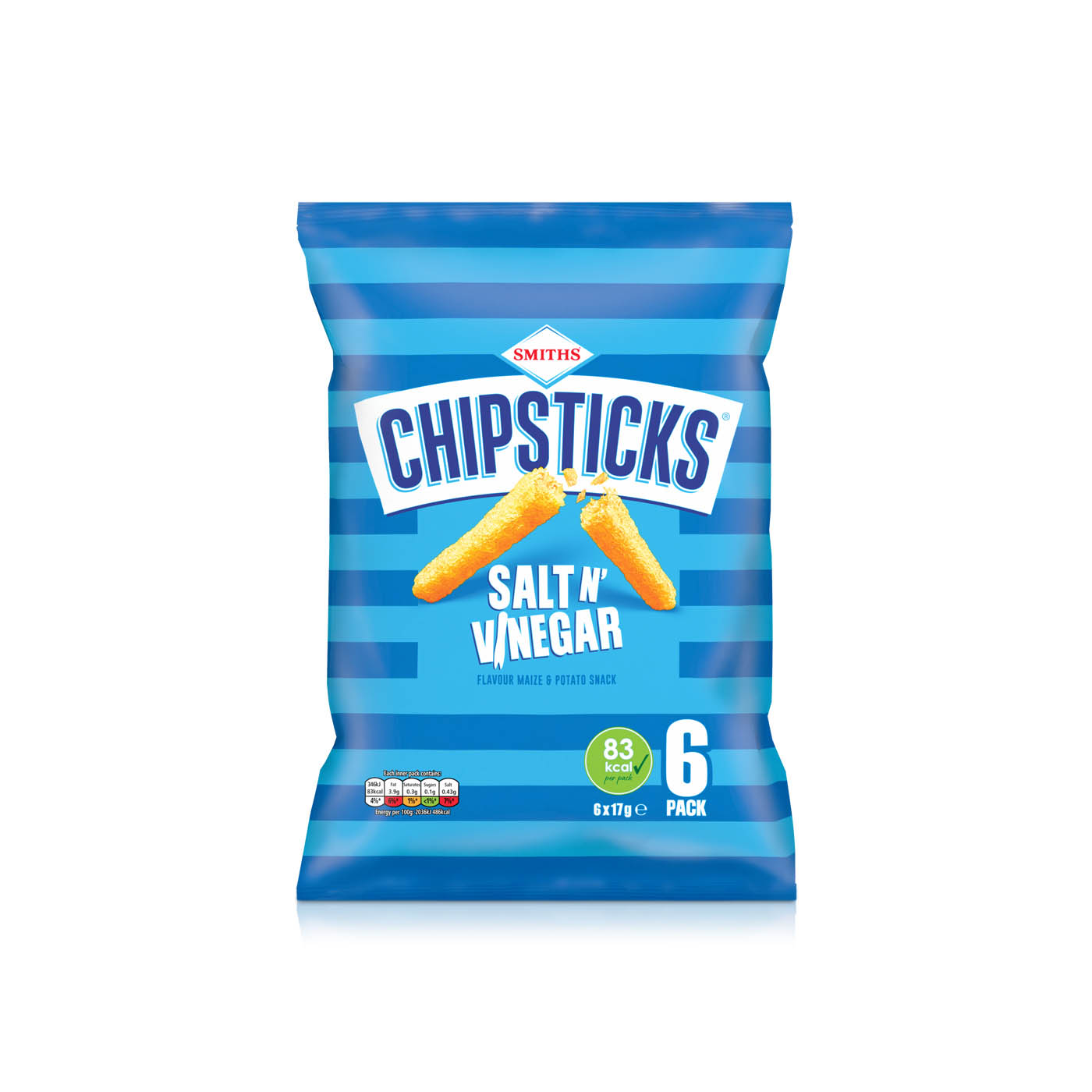 Smiths Chipsticks Salt and Vinegar 6 Pack 102g