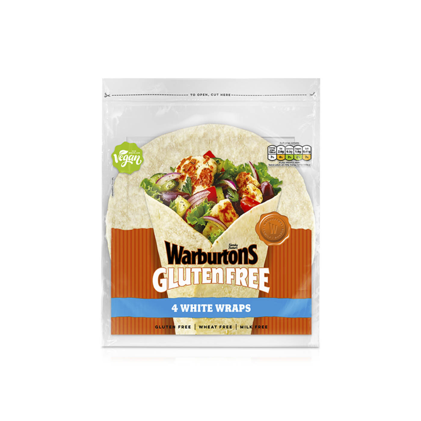 Warburtons Gluten Free White Wraps x4