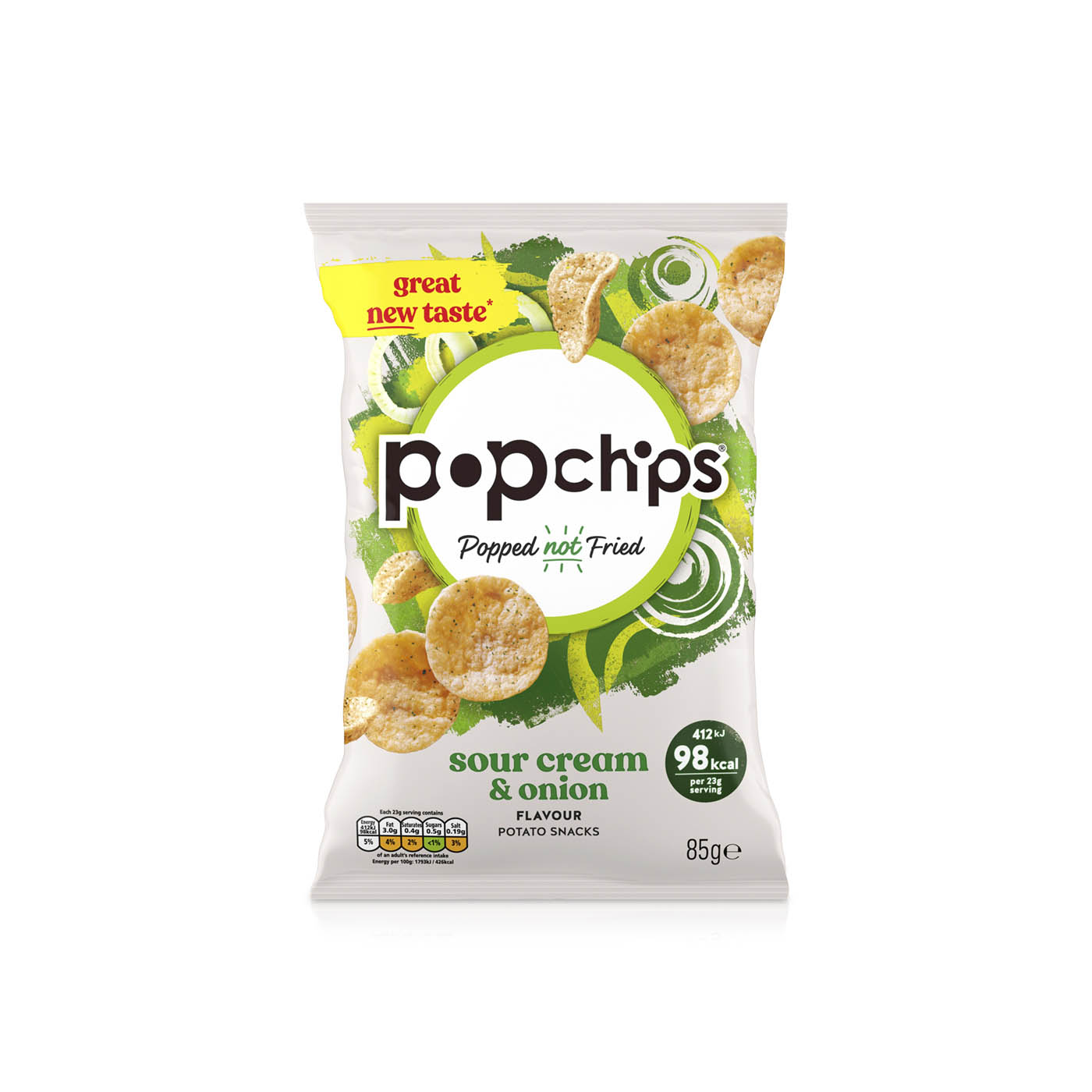 Popchips Sour Cream and Onion Potato Crisps 85g