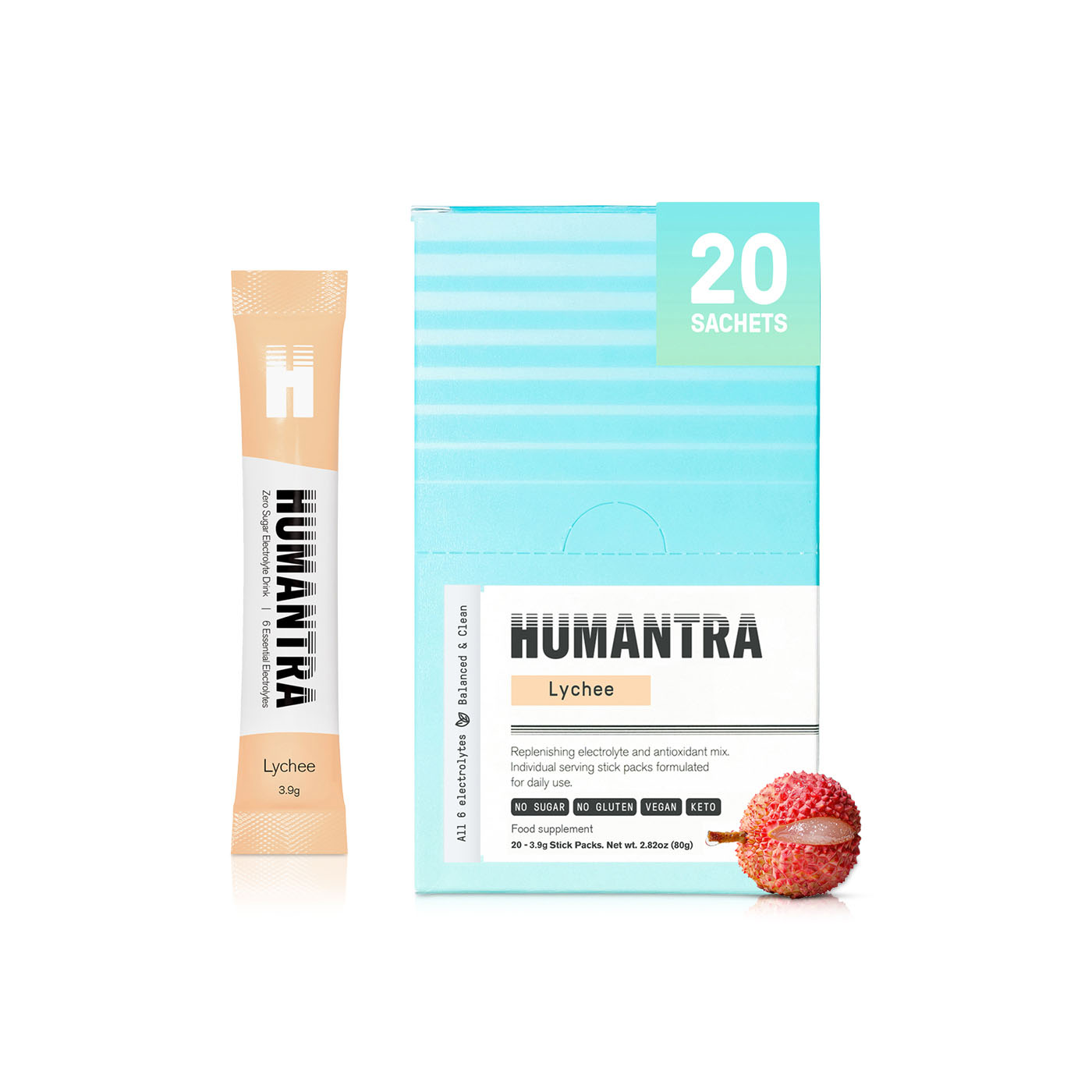 Humantra Lychee Electrolyte Supplement 20 Sticks