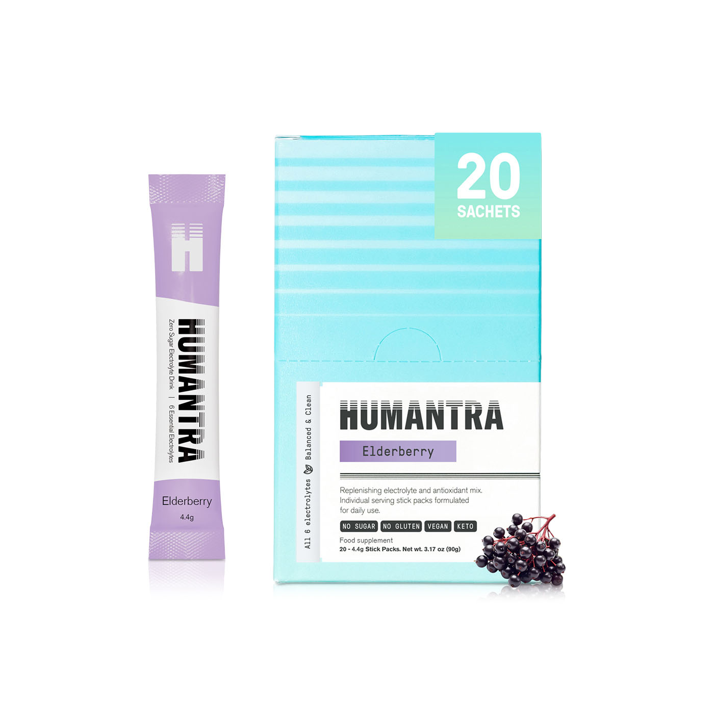 Humantra Elderberry Electrolyte Supplement 20 Sticks