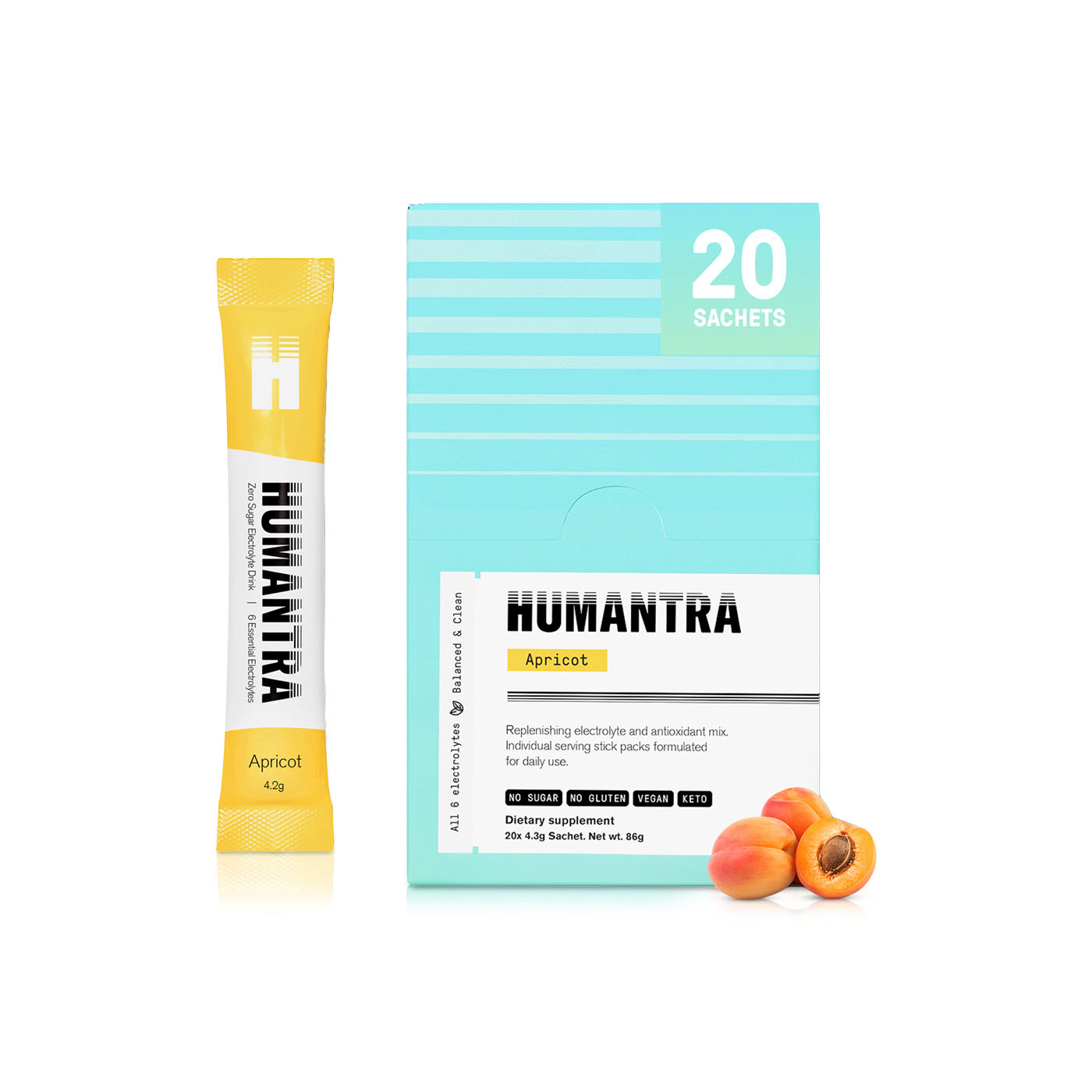 Humantra Apricot Electrolyte Supplement 20 Sticks