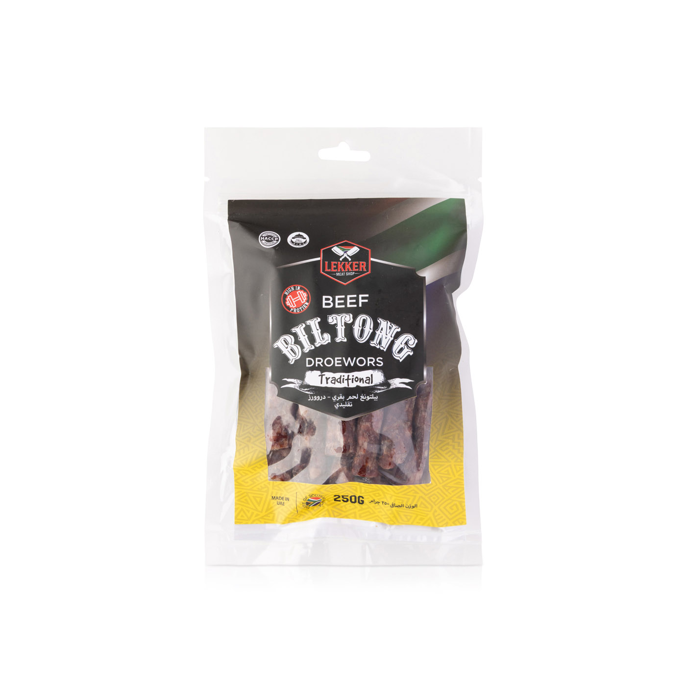Lekker Beef Biltong Sticks Traditional 250g