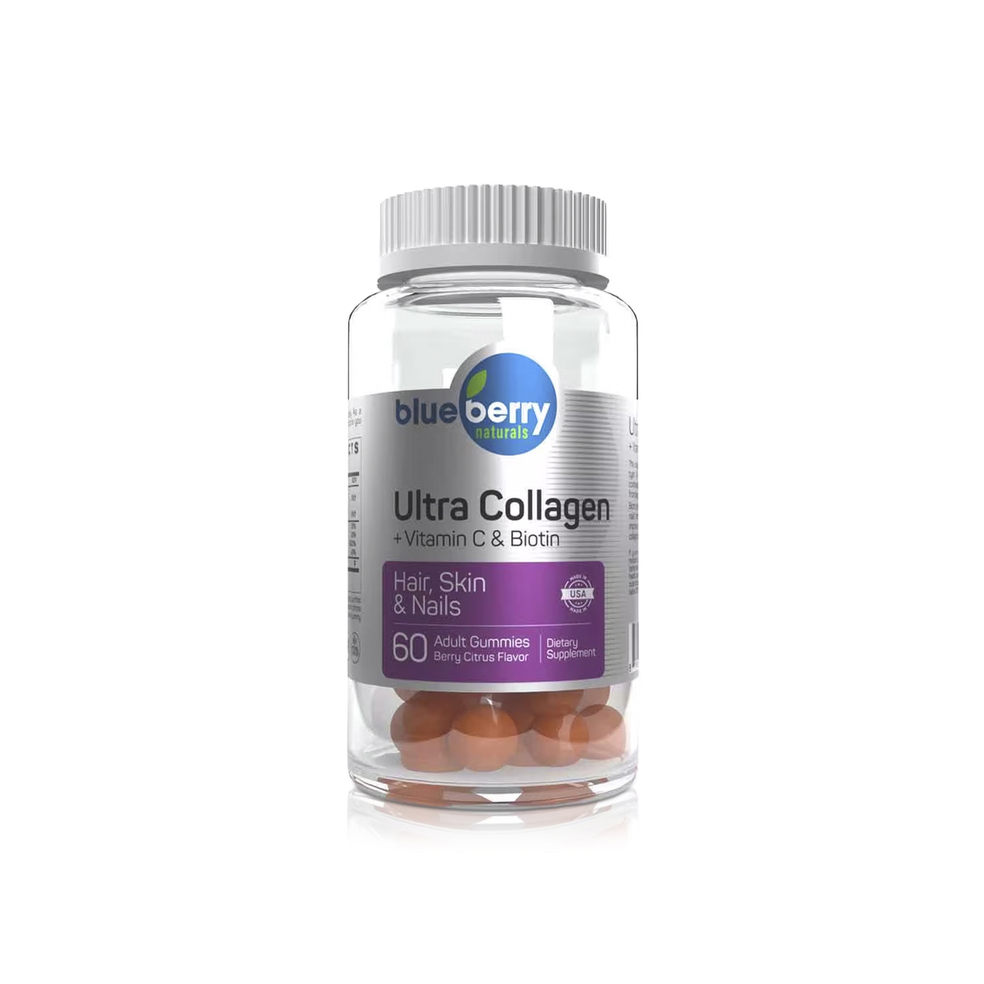 Bluberry Naturals Adult Ultra Collagen Hair, Skin & Nails Gummies x60