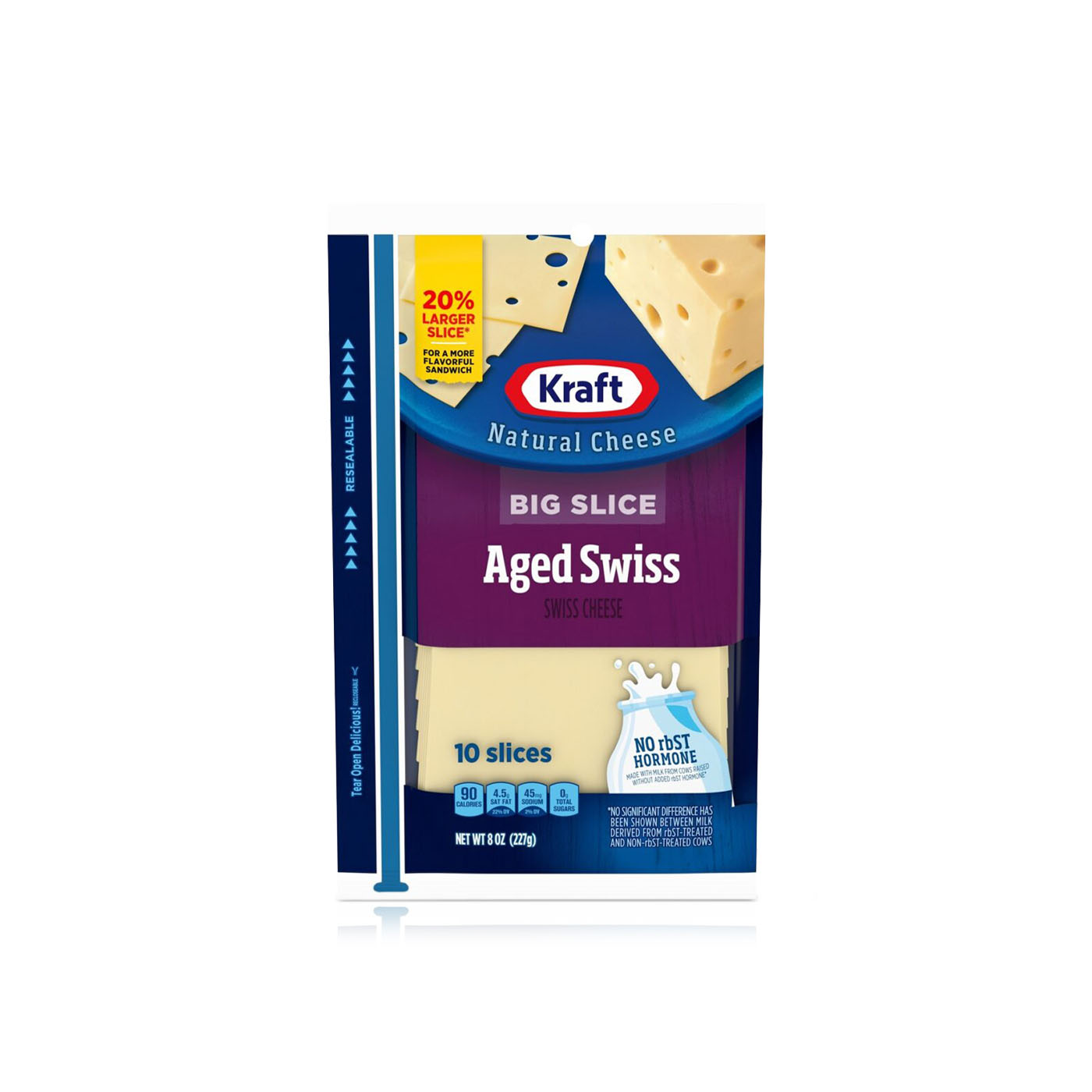 Kraft Aged Swiss Cheese Big Slices x10 227g