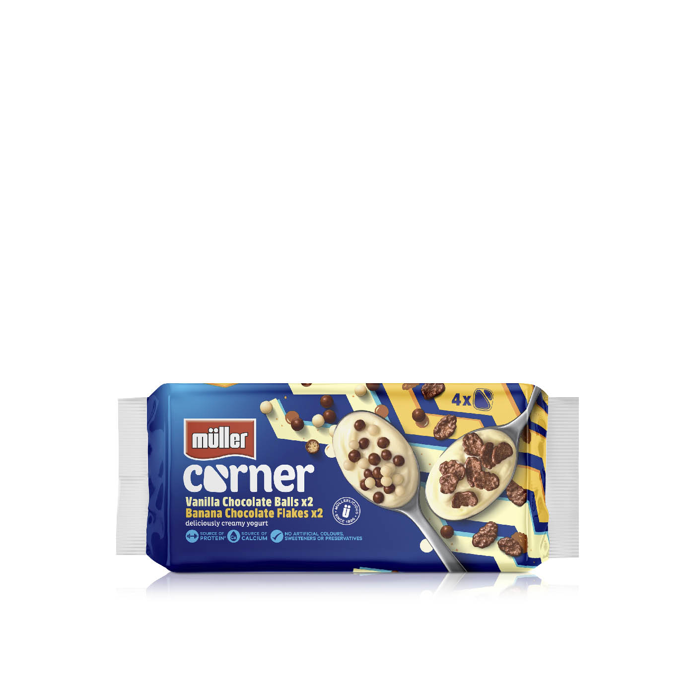 Muller Crunch Corner Vanilla Chocolate Balls and Banana Chocolate Flakes 496g x 4