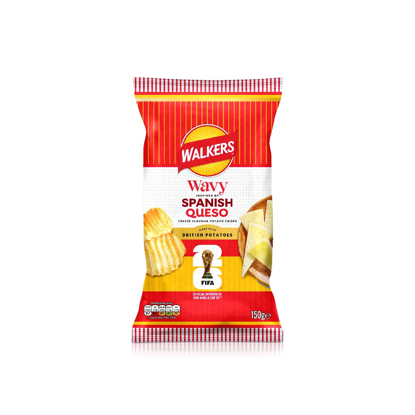 Walkers Wavy Spanish Queso Cheese Potato Crisps 150g