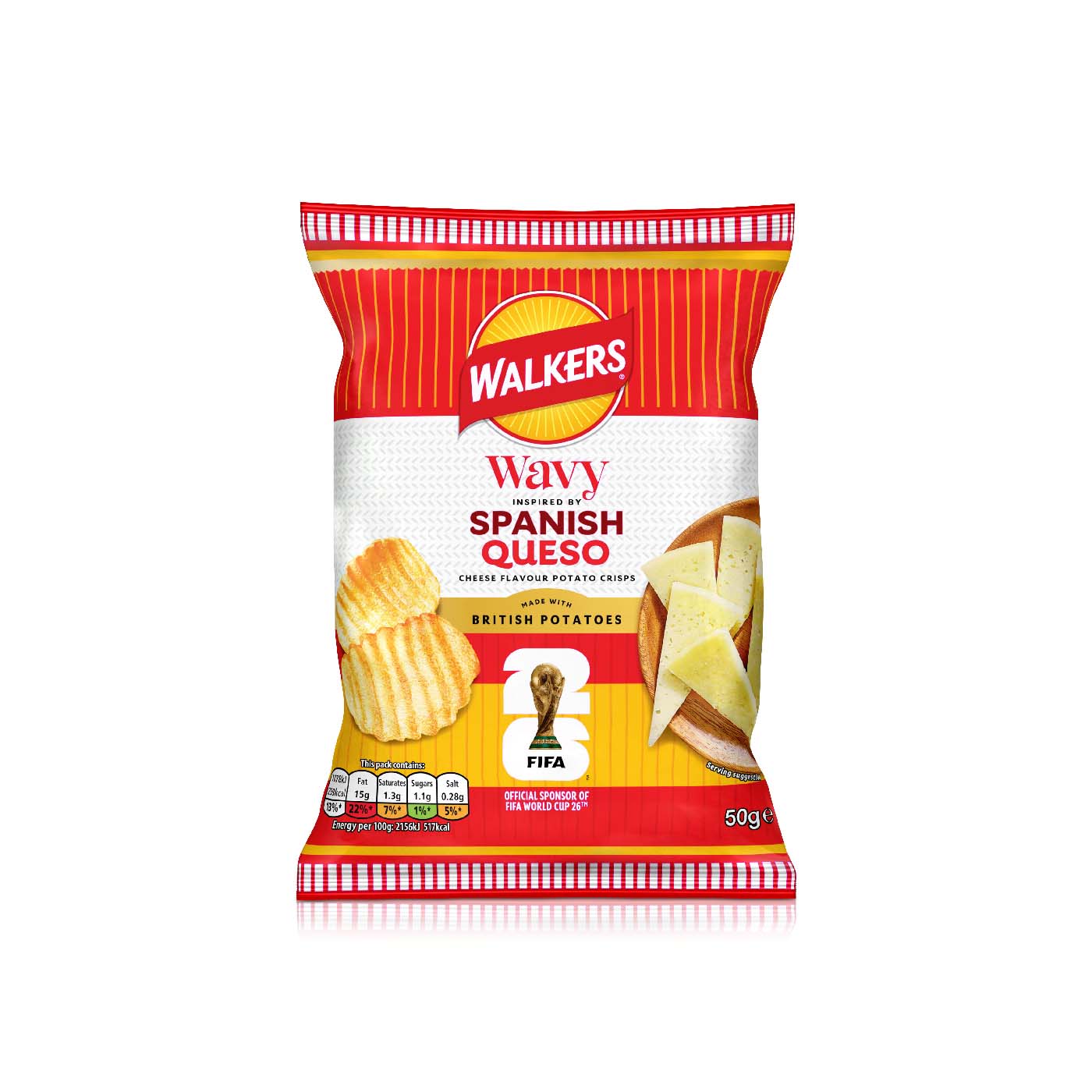 Walkers Wavy Spanish Queso Cheese Potato Crisps 50g