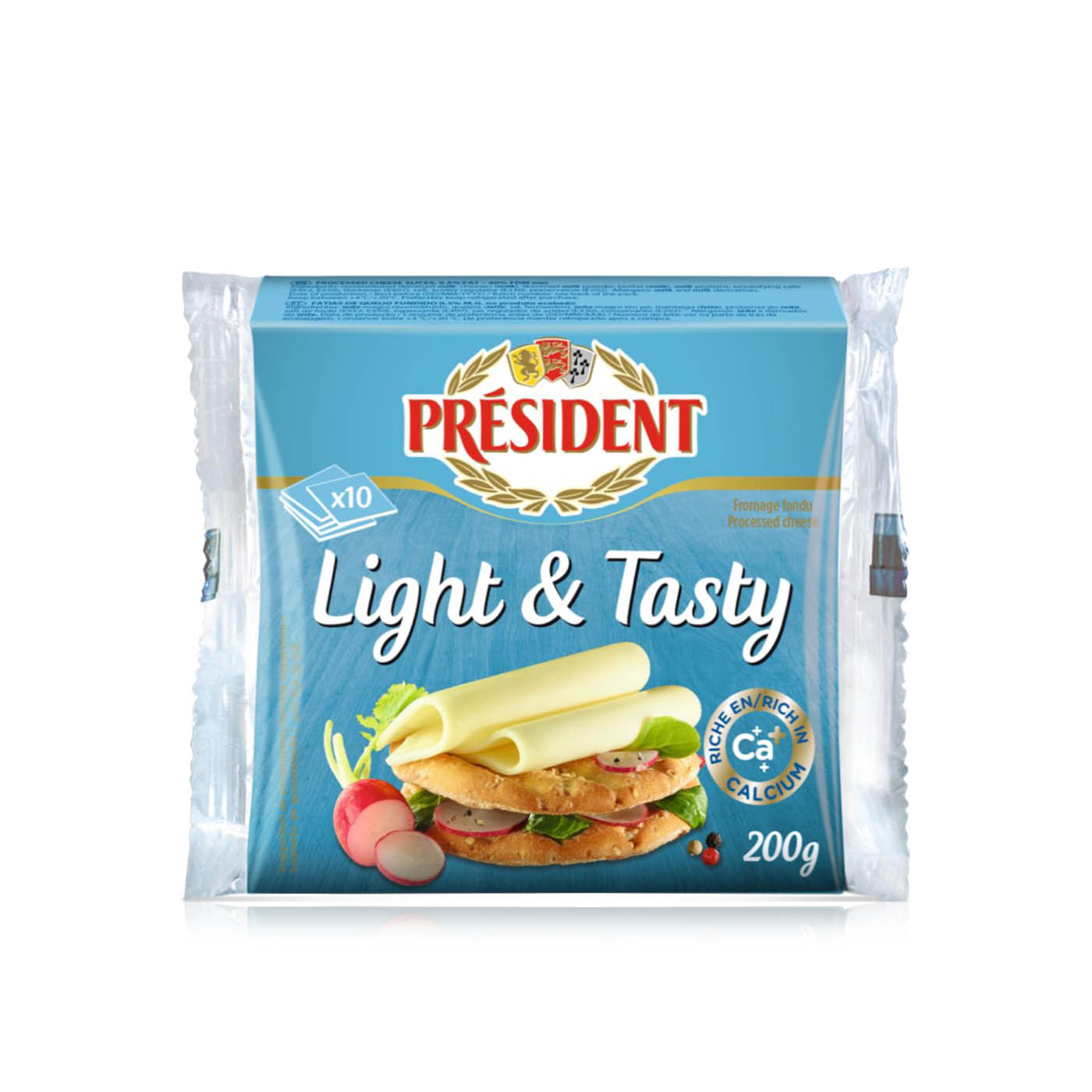 President Light and Tasty Cheese Slices x 10 200g