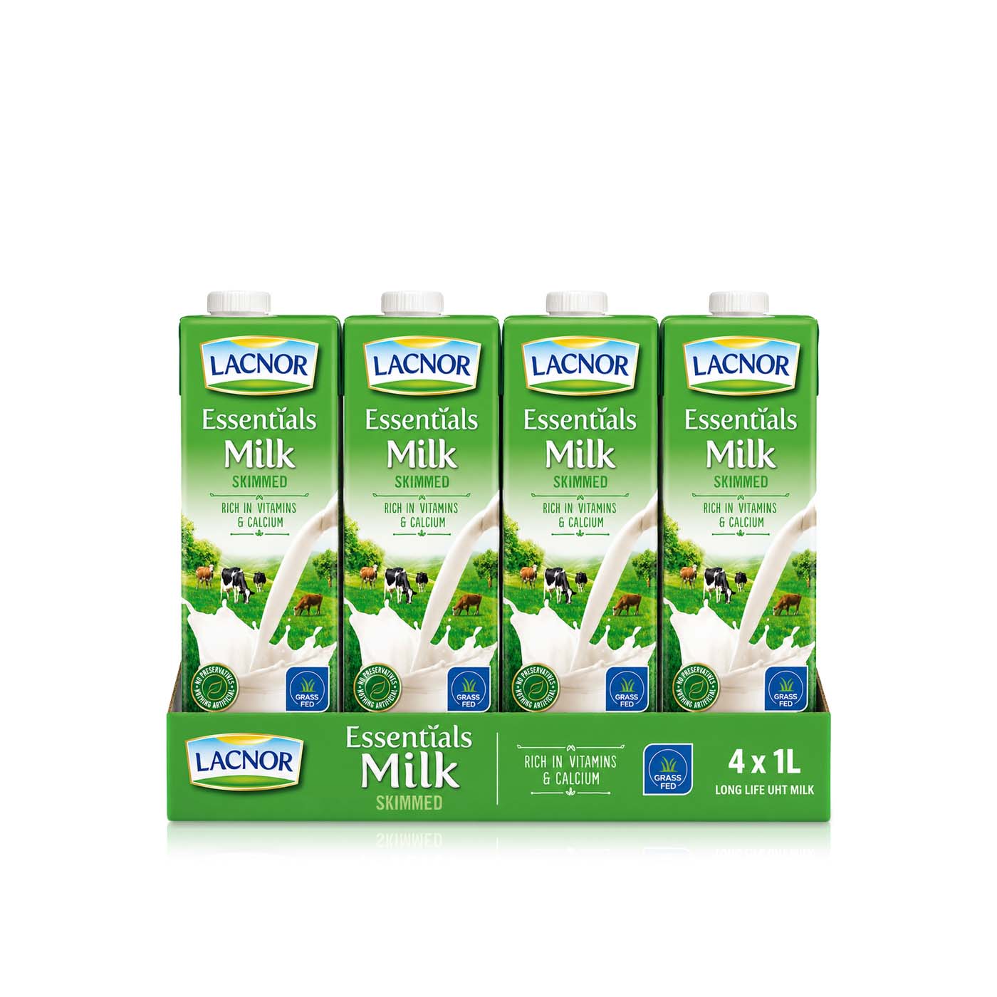 Lacnor Milk Skimmed 4 x 1 litre