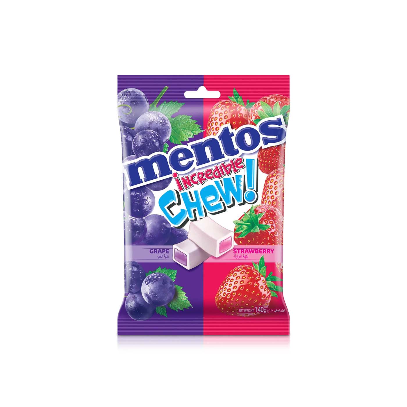 Mentos Incredible Chew Grape and Strawberry Flavour 140g