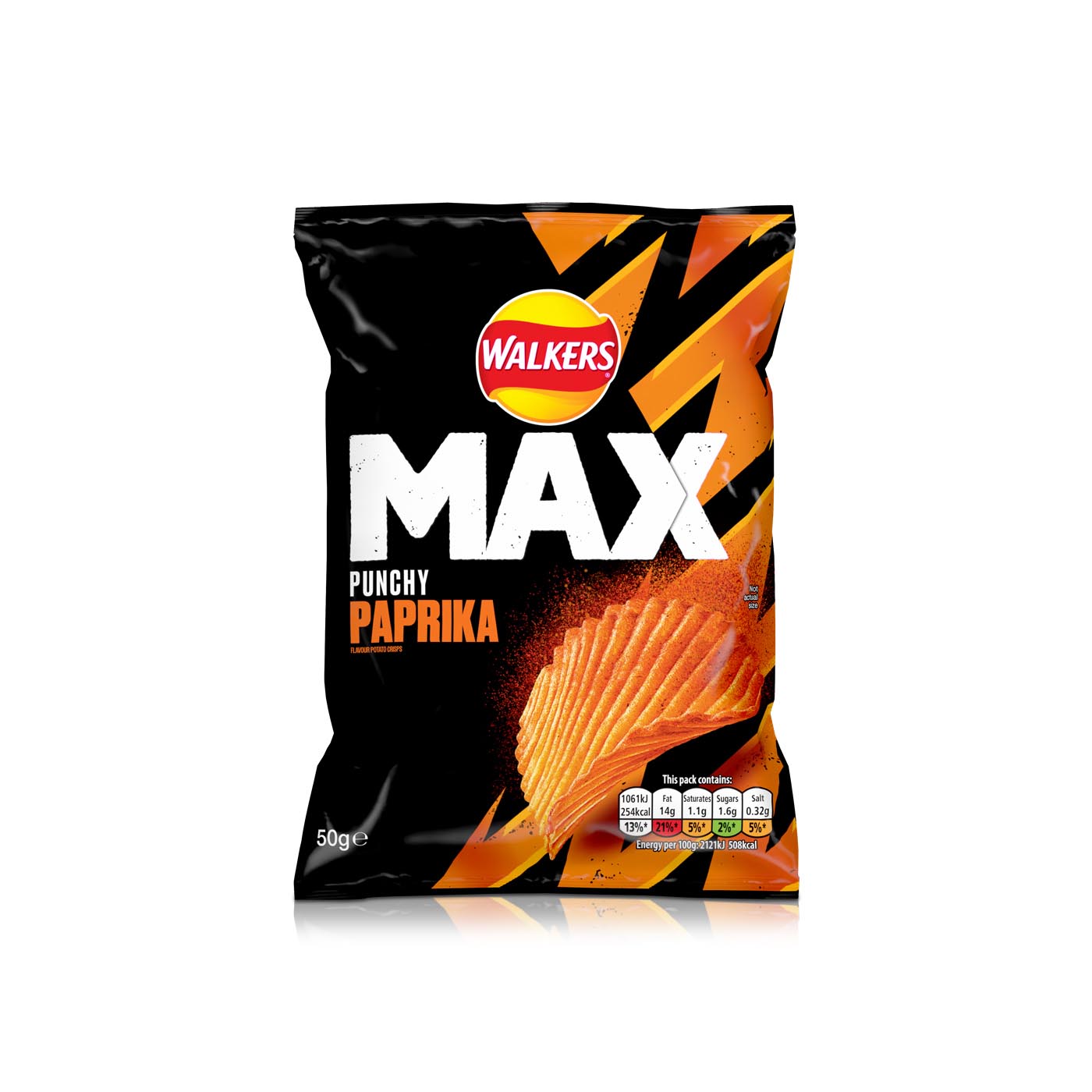 Walkers Max Punchy Paprika Potato Crisps 50g