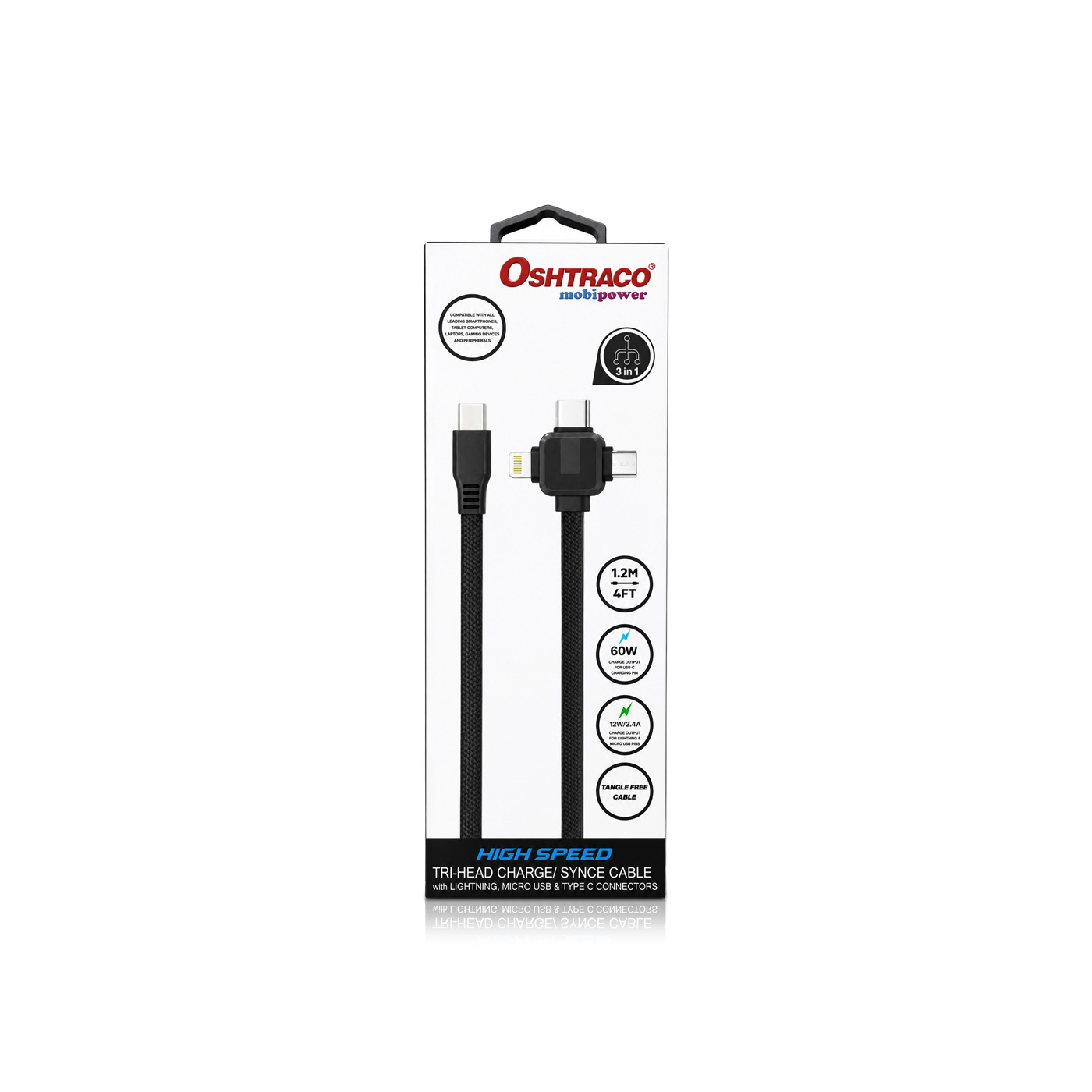 Oshtraco Mobipower Tri Head Charging Cable