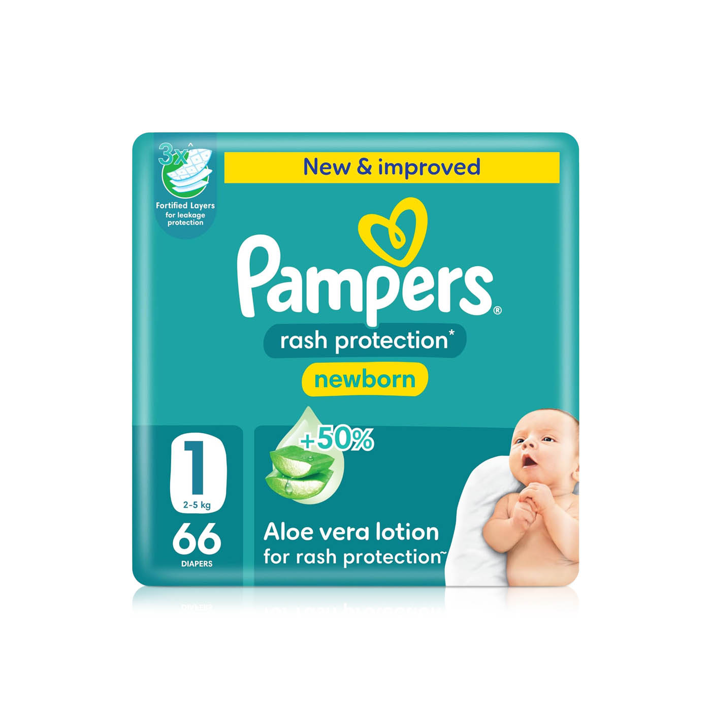 Pampers Rash Protection Size 1 Diapers x 66 (2-5kg)