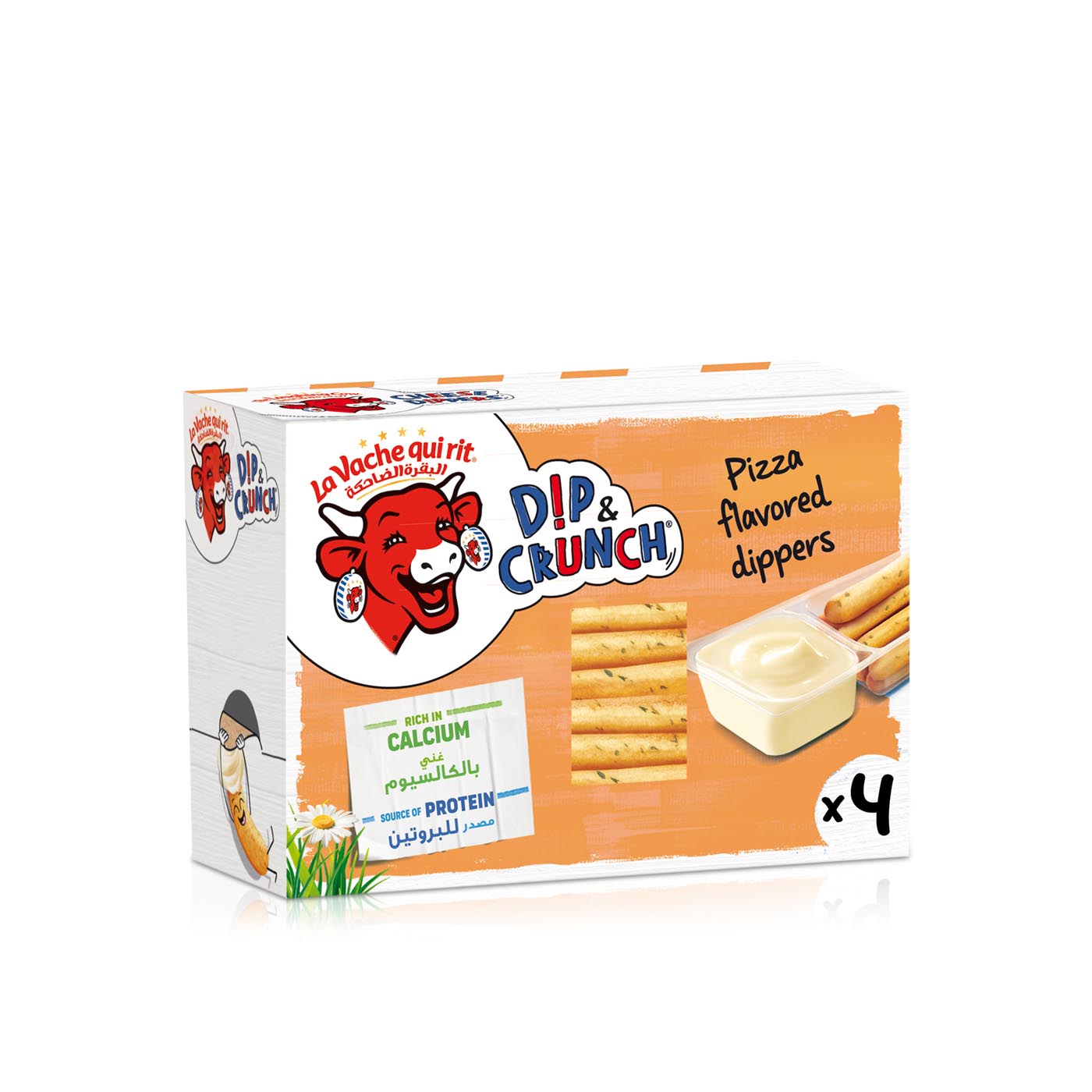 La Vache qui rit Dip & Crunch Cheese and Pizza Flavoured Breadstick Snack x 4 140g