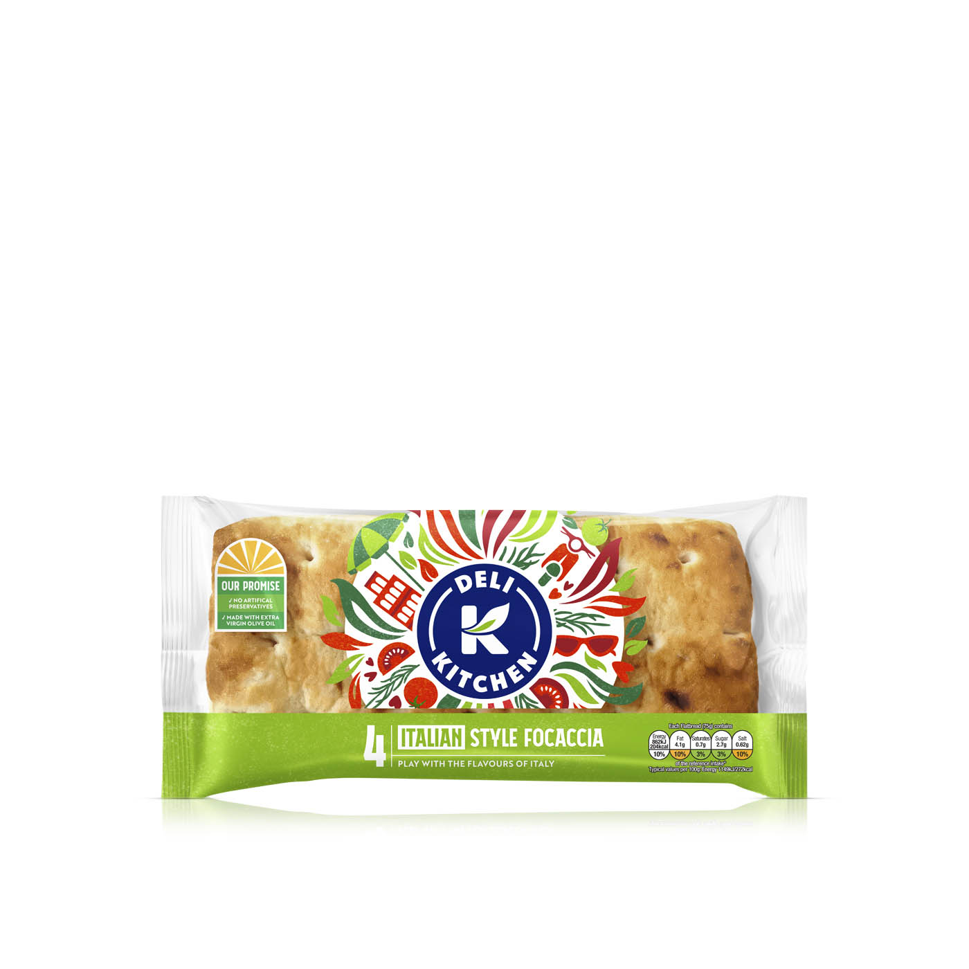 Deli Kitchen Italian Style Focaccia x 4 300g