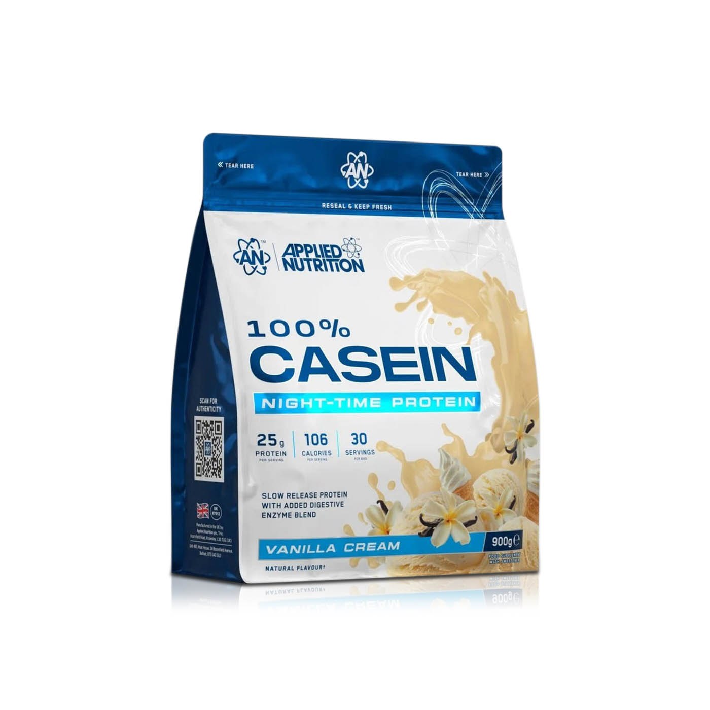 Applied Nutrition Casein Vanilla Cream Night-Time Protein 900g