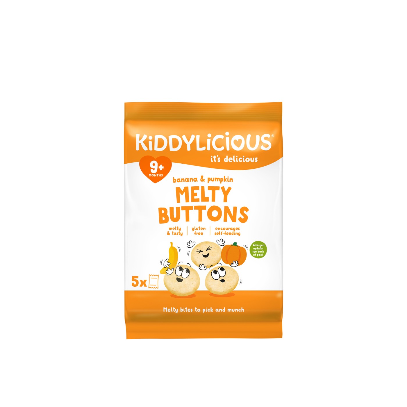 Kiddylicious Banana & Pumpkin Melty Buttons 9+ Months 30g
