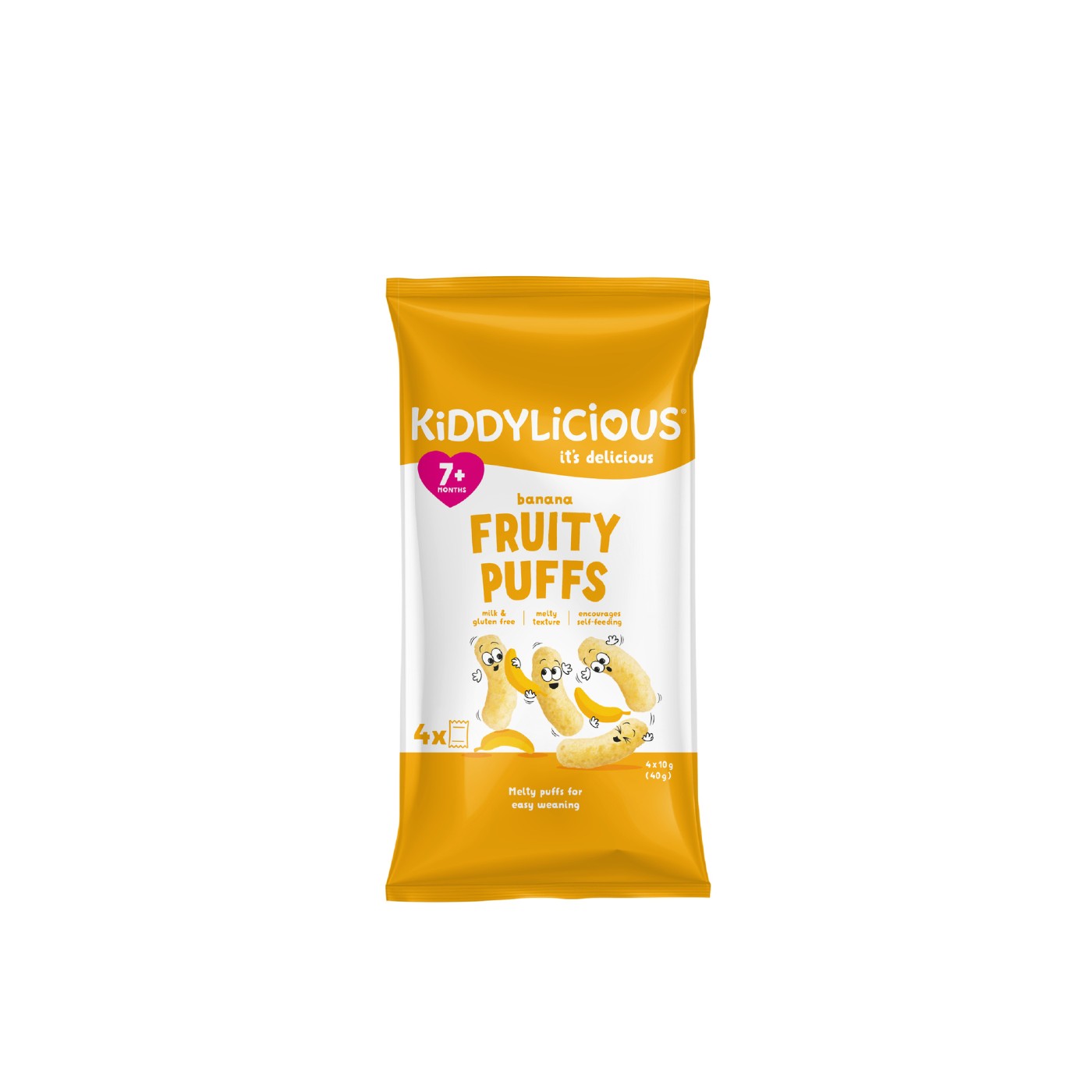 Kiddylicious Banana Fruity Puffs 7+ Months 10g x 4