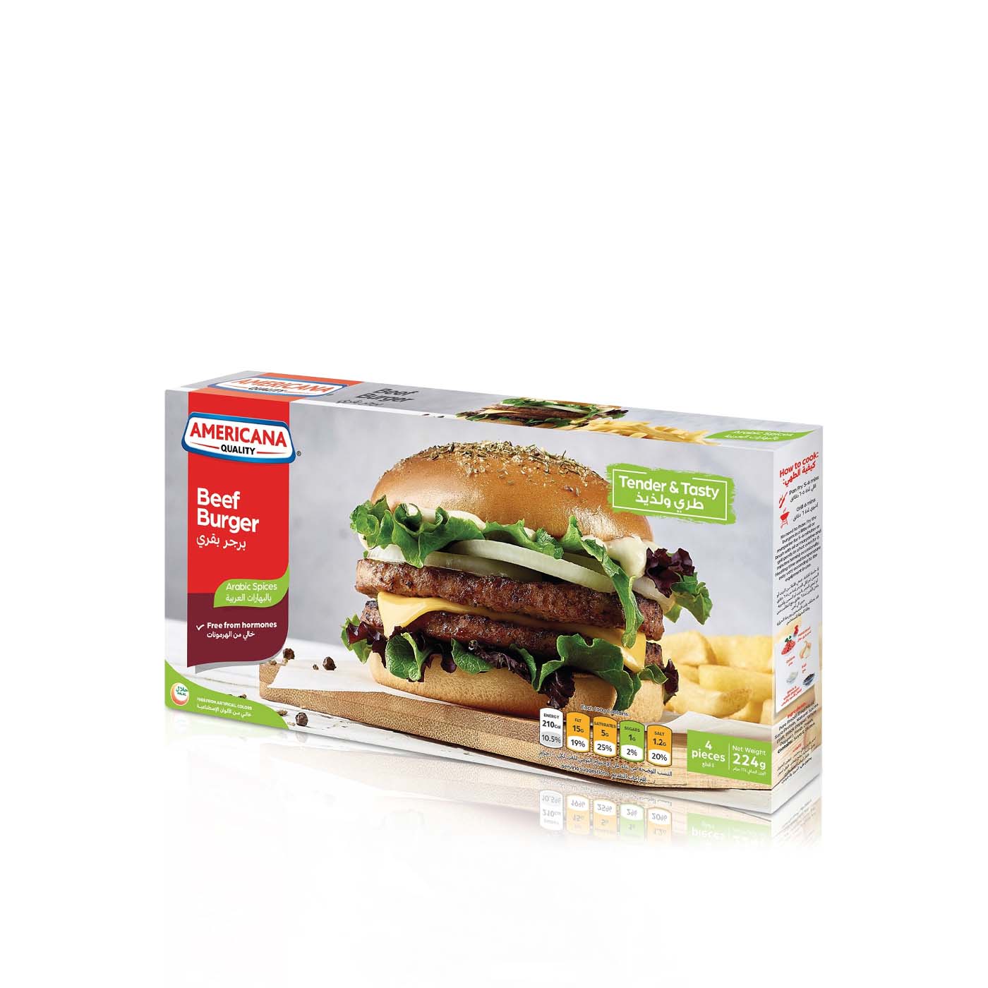 Americana Frozen Beef Burgers with Arabic Spices x 4 224g