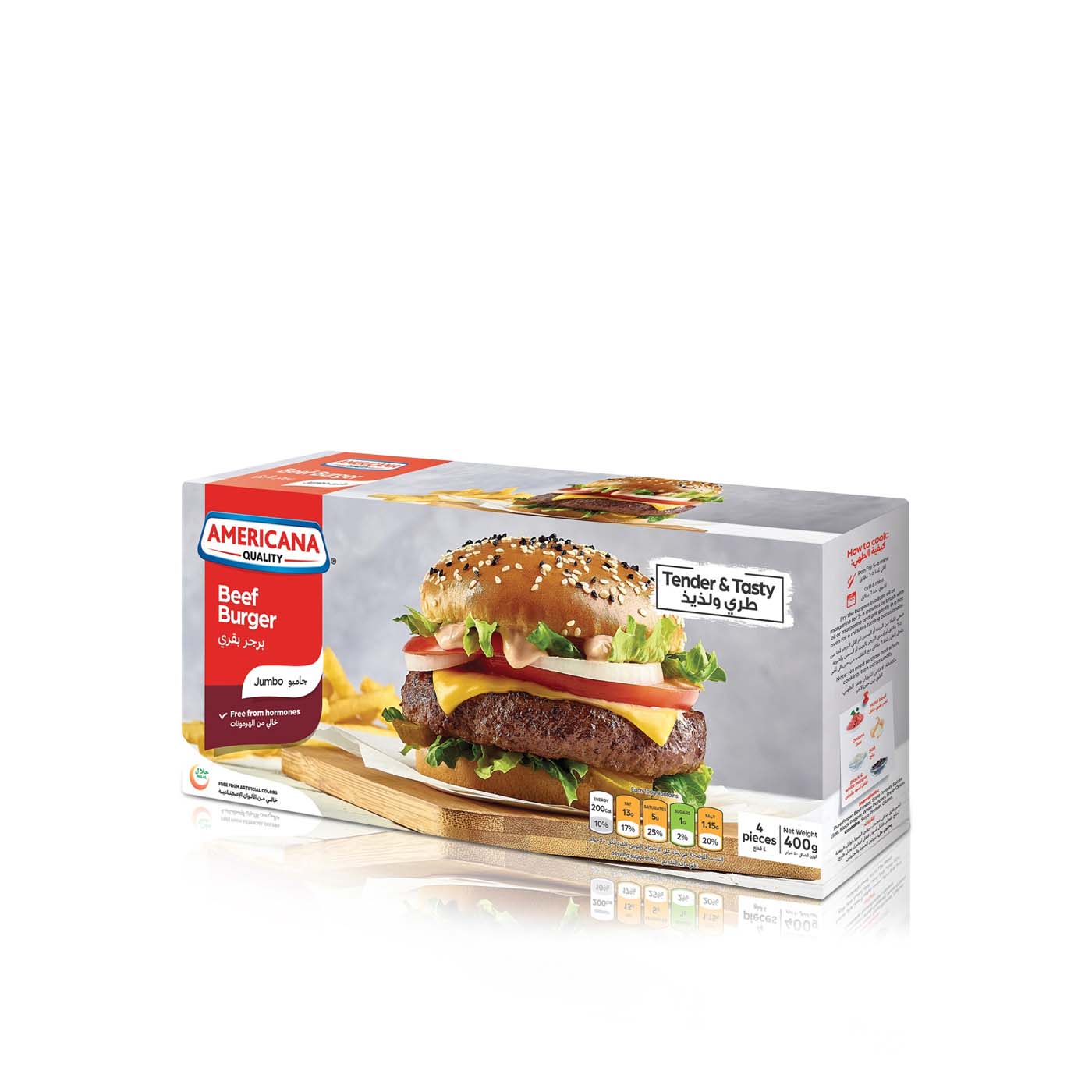 Americana Frozen Jumbo Beef Burgers x 4 400g