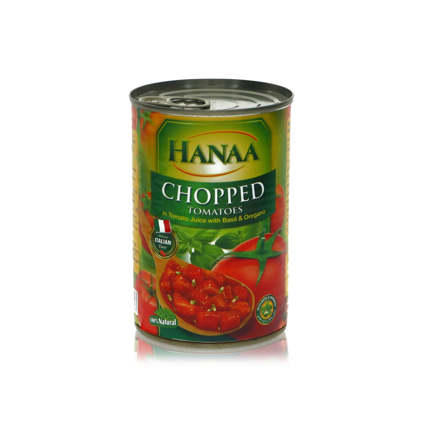 Hanaa Chopped Tomatoes in Tomato Juice with Basil & Oregano 400g