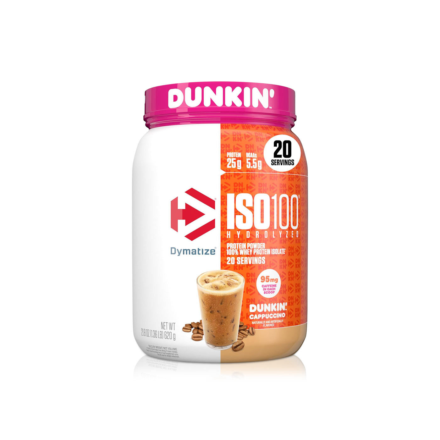 Dymatize ISO100 Dunkin' Cappuccino Whey Protein Powder 620g