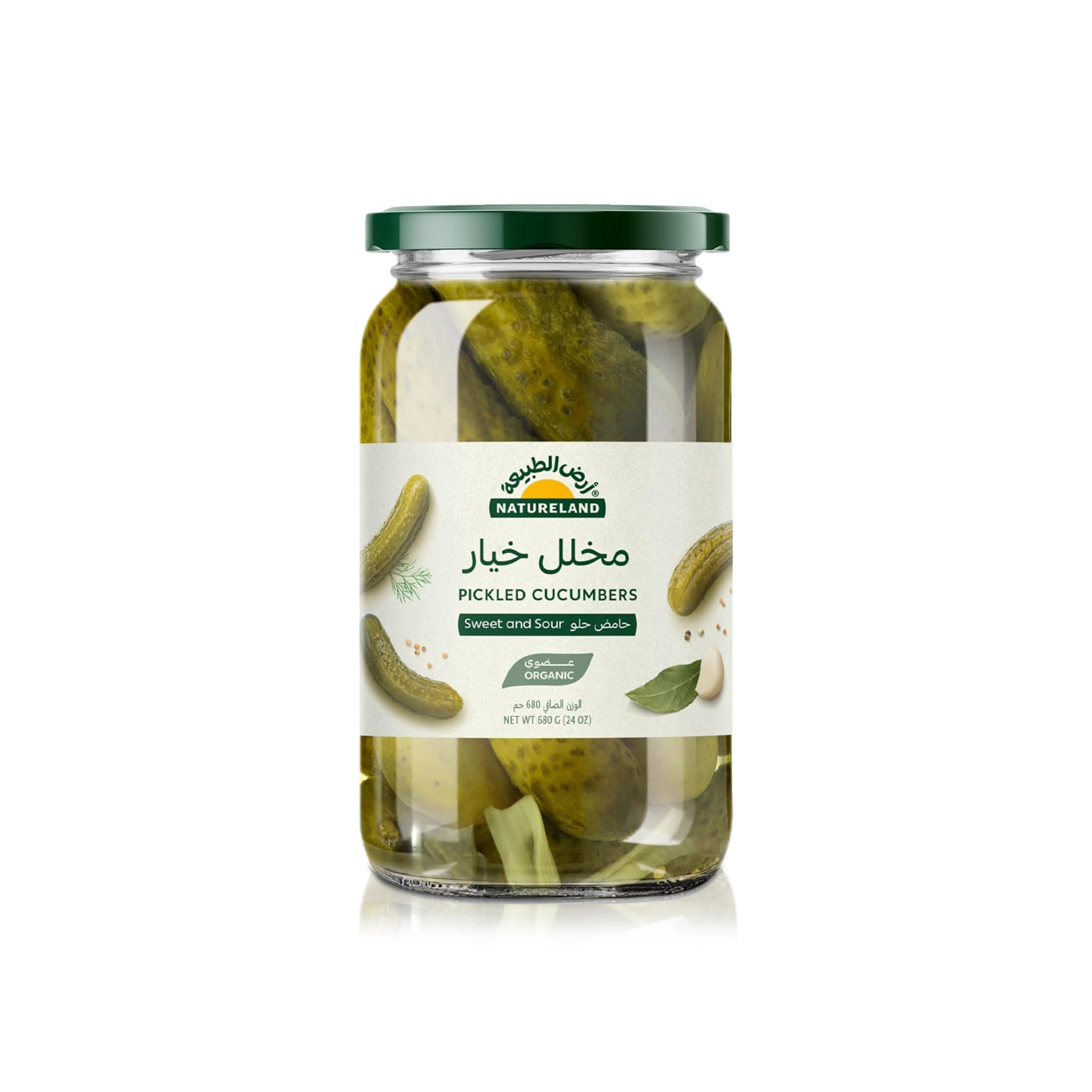 Natureland Organic Sweet & Sour Pickled Cucumbers 680g