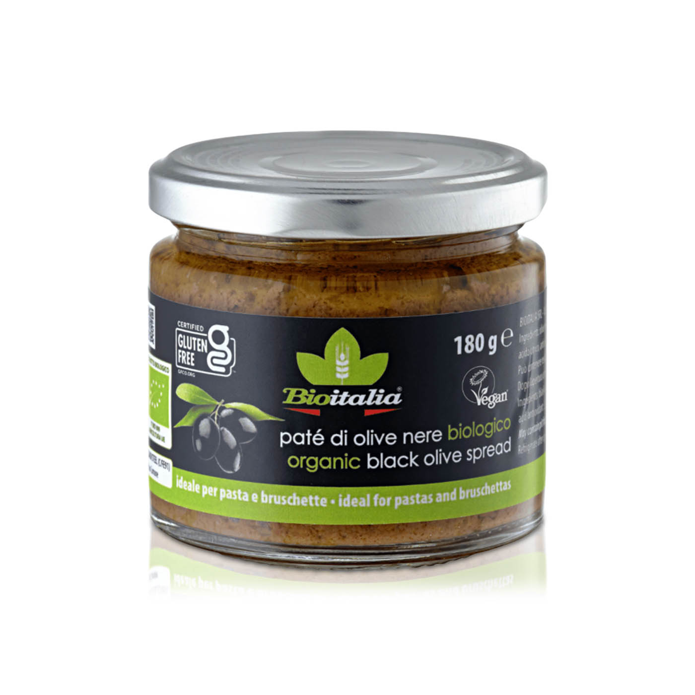 Bioitalia Organic Gluten-Free Black Olive Spread 180g
