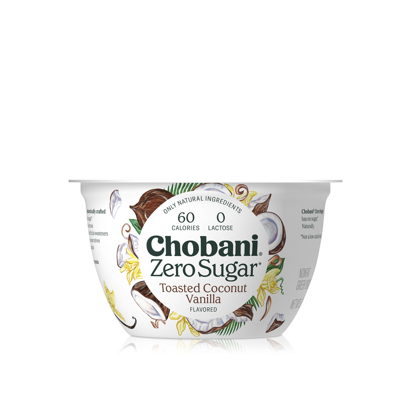 Chobani Zero Sugar Non-Fat Toasted Coconut Vanilla Greek Yoghurt 150g