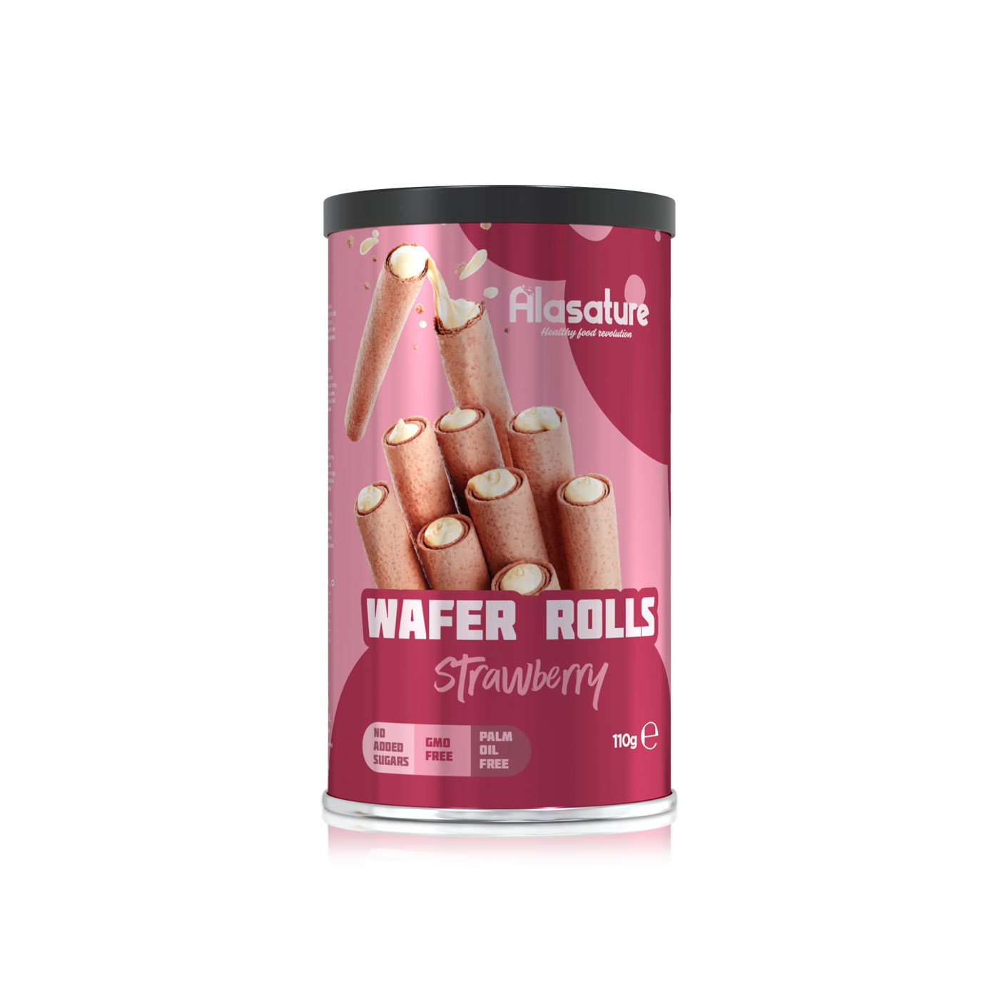 Alasature Strawberry Protein Wafer Rolls 110g