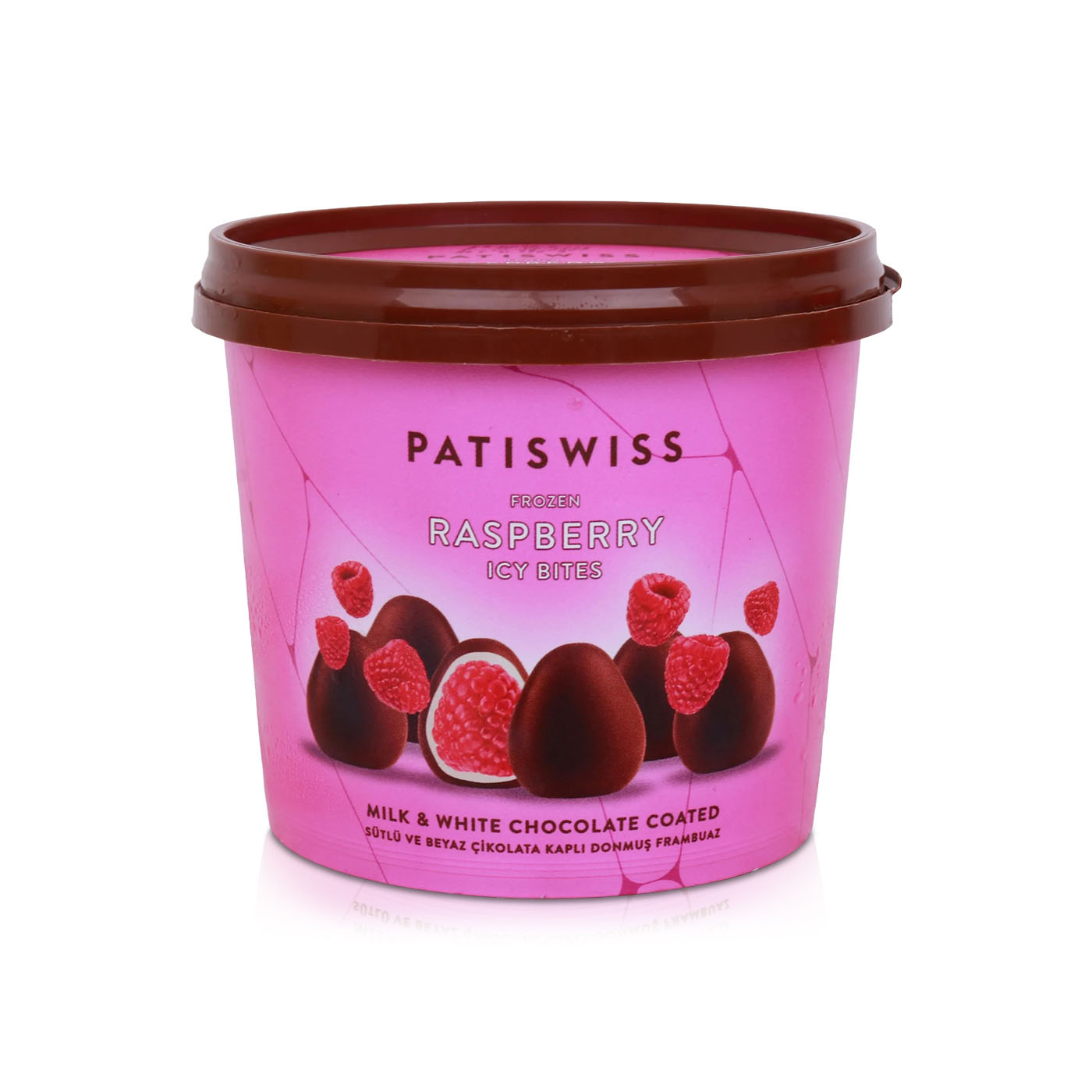 Patiswiss Frozen Raspberry Icy Bites with Milk & White Chocolate 130g