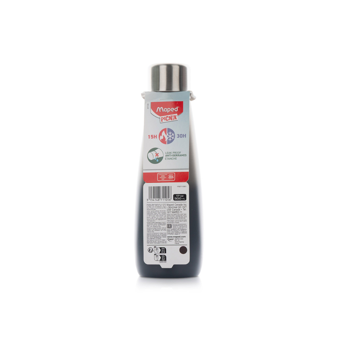 Maped Picnik Stainless Steel Water Bottle Grey 500ml