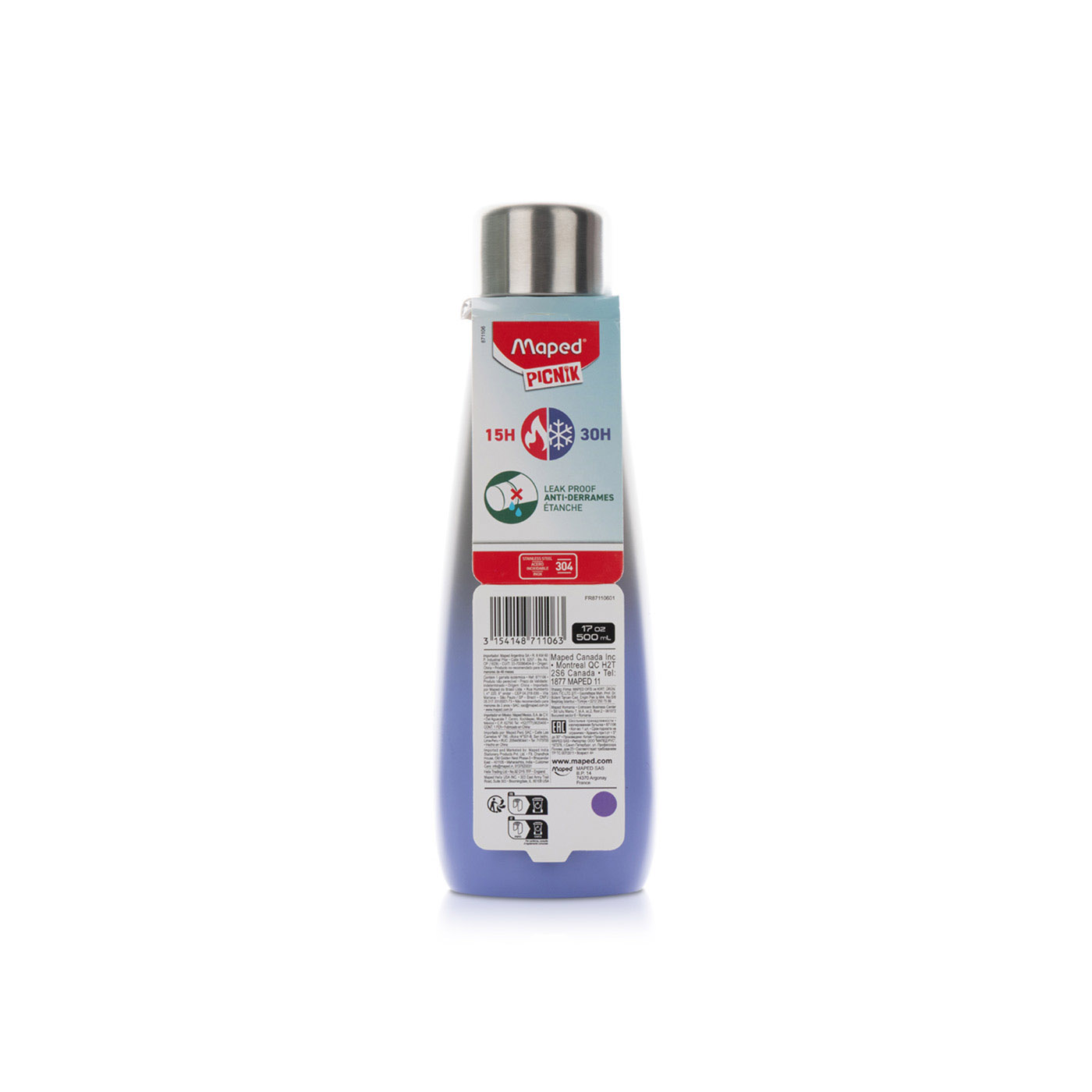Maped Picnik Stainless Steel Water Bottle Purple 500ml