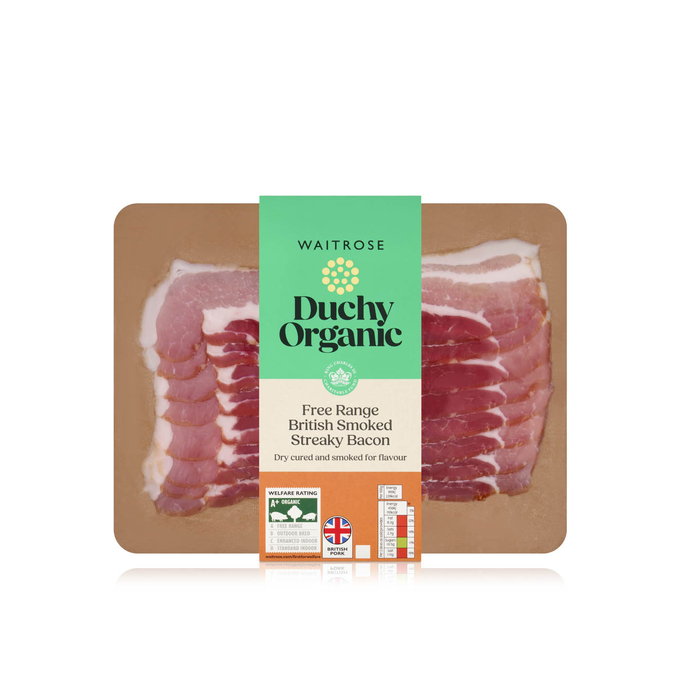 Waitrose Duchy Organic Free Range British Smoked Streaky Bacon 184g