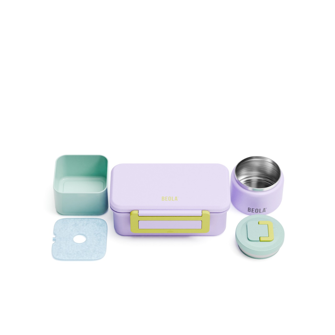 Beola Lunch Box with Jar & Ice Pack Purple
