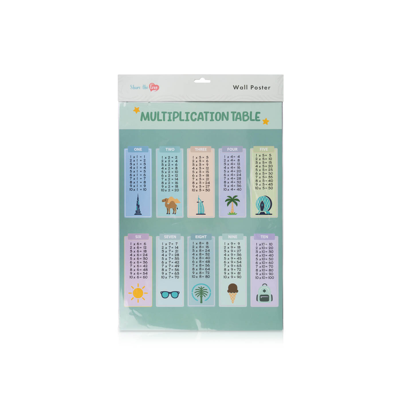 Share The Love Multiplication Table Poster A3