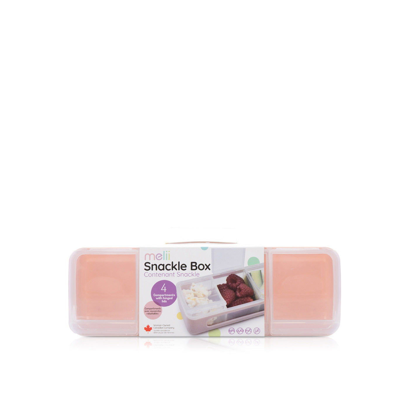 Melii Snackle Box Pink 4 Compartment