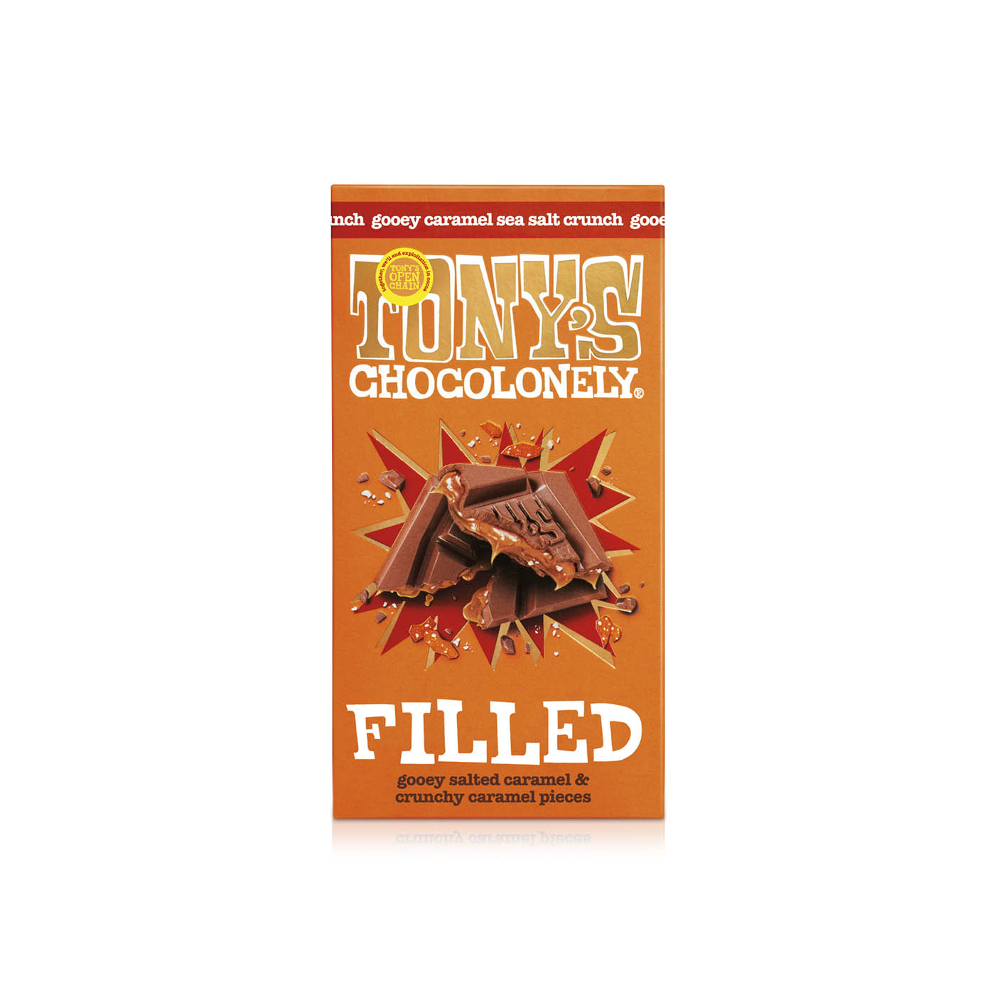 Tony's Chocolonely Filled Gooey Caramel Sea Salt Crunch Chocolate 135g