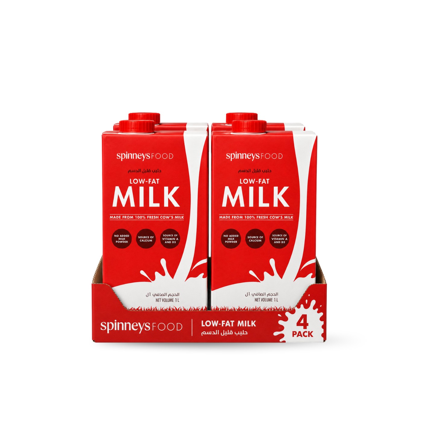 Spinneysfood Low Fat Milk 4 x 1L
