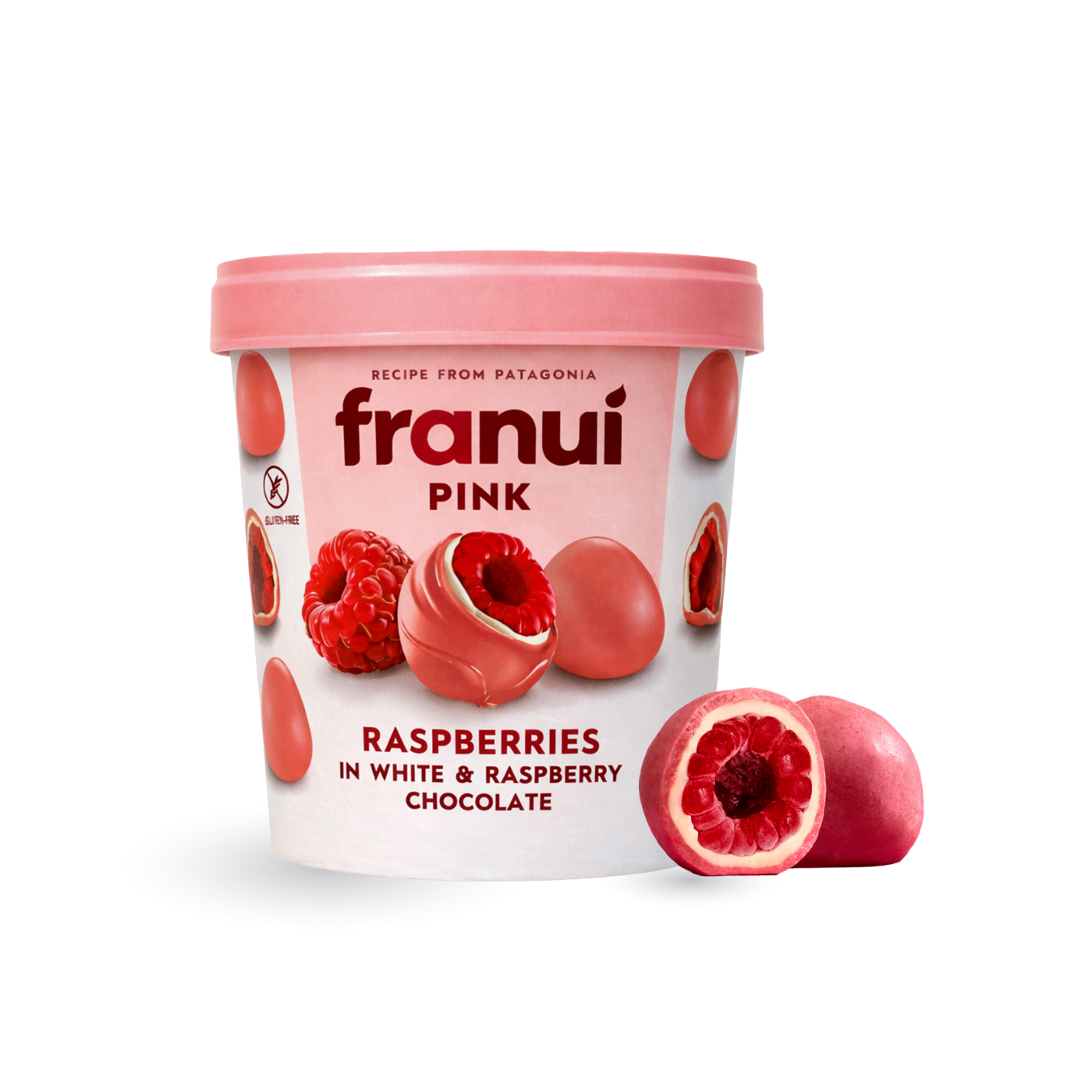 Franui Frozen Pink Raspberries in White Chocolate 150g